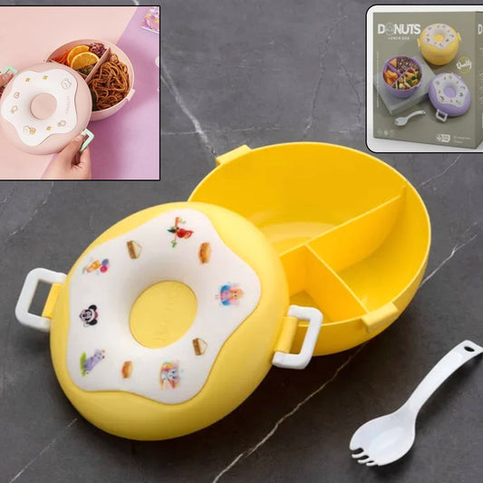 Donut Shaped Double Insulated 3 Compartment Lunch Box (1 Pc  Mix Color) - Happy Price - Image 1