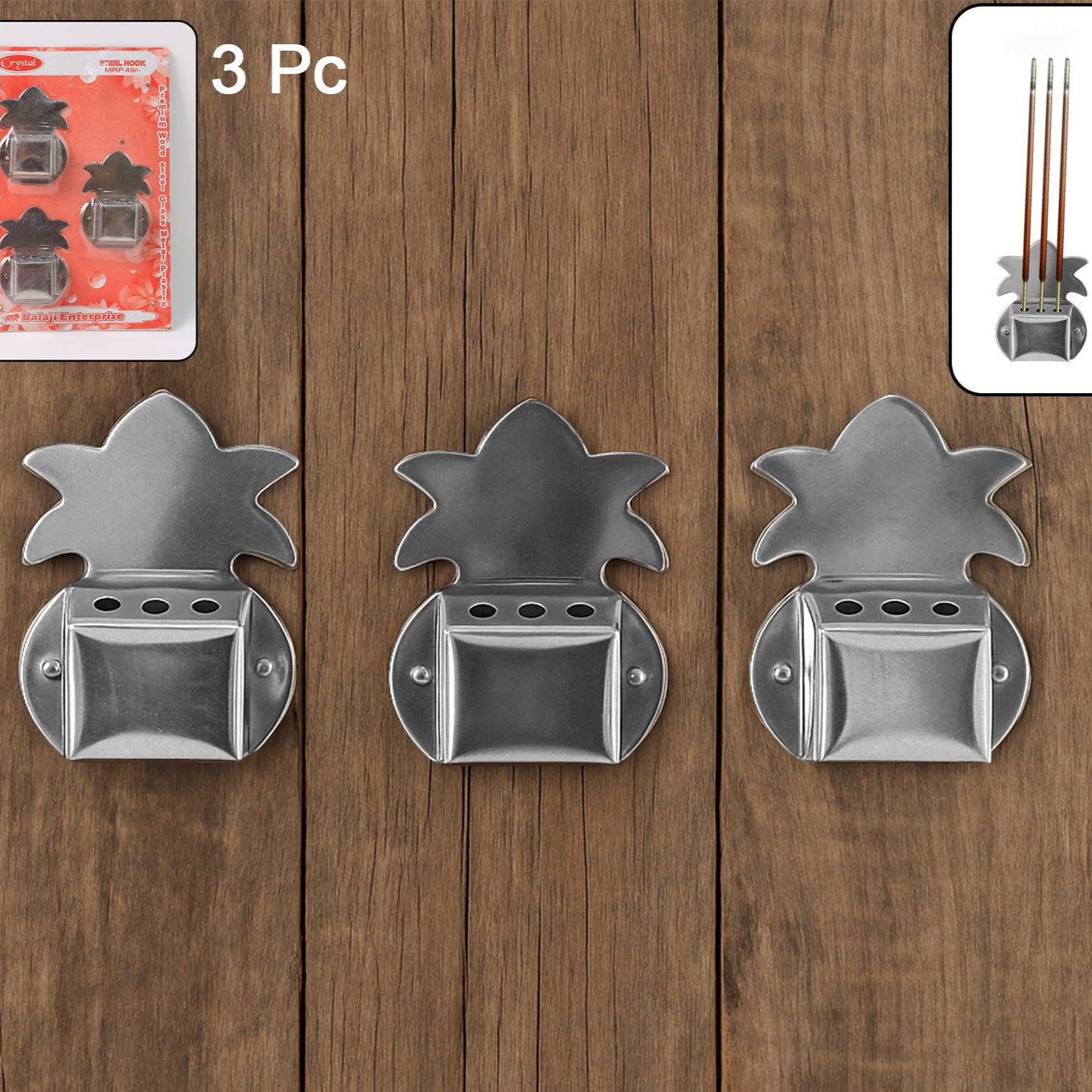 Wall-mount Metal Incense Stick Holders (3 Pc) - Happy Price - Image 1