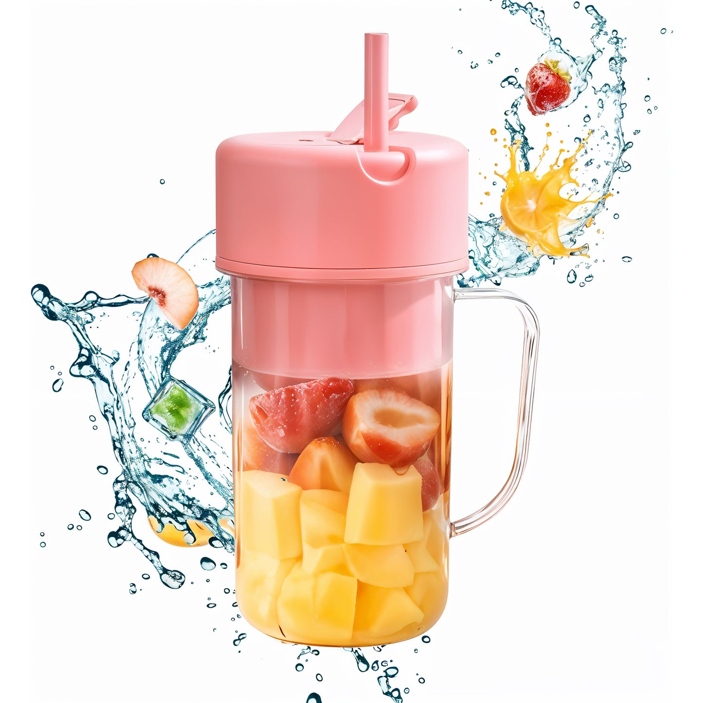 Portable Crusher Juicer With Handle  Straw Usb Rechargeable 6 Blades (420 Ml) - Happy Price - Image 4