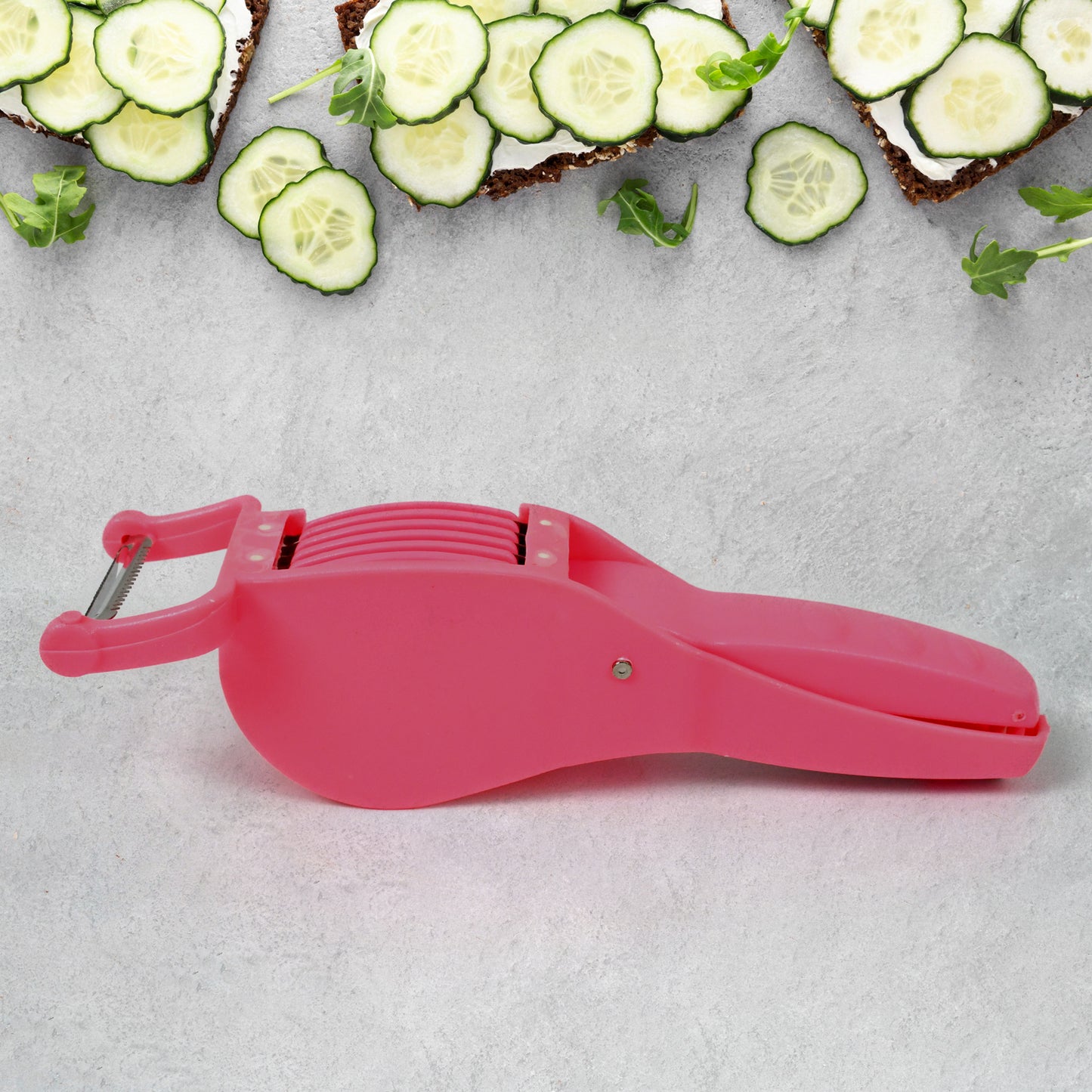 Plastic 2 In 1 Vegetable  Fruit Multi Cutter 5 Blade Vegetable Cutter With Peeler (1 Pc  Multicolor) - Happy Price - Image 5