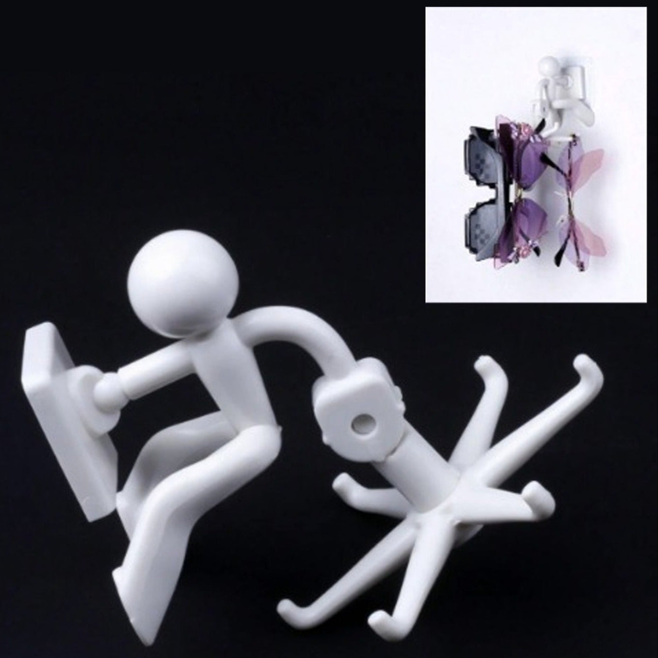 360 Degree Rotating Figure 6 Claw Kitchen Utensils Holder Hook Organizerkitchen Rack Non-punching And Trace Sticky Hook For Bathroom Door Wall White (1 Pc ) - Happy Price - Image 1