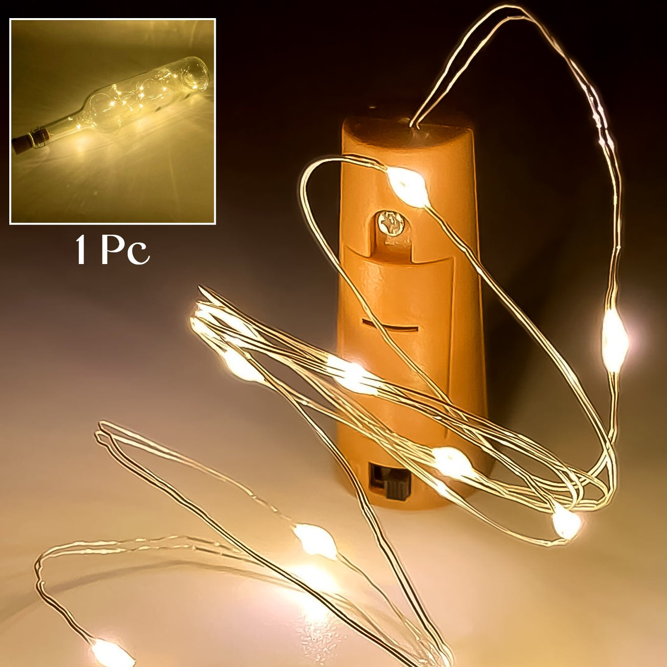 Wine Bottle Cork String Light  Multi Led  2m Cable Length Copper Wire Battery Operated Warm White  1 Pc) - Happy Price - Image 1