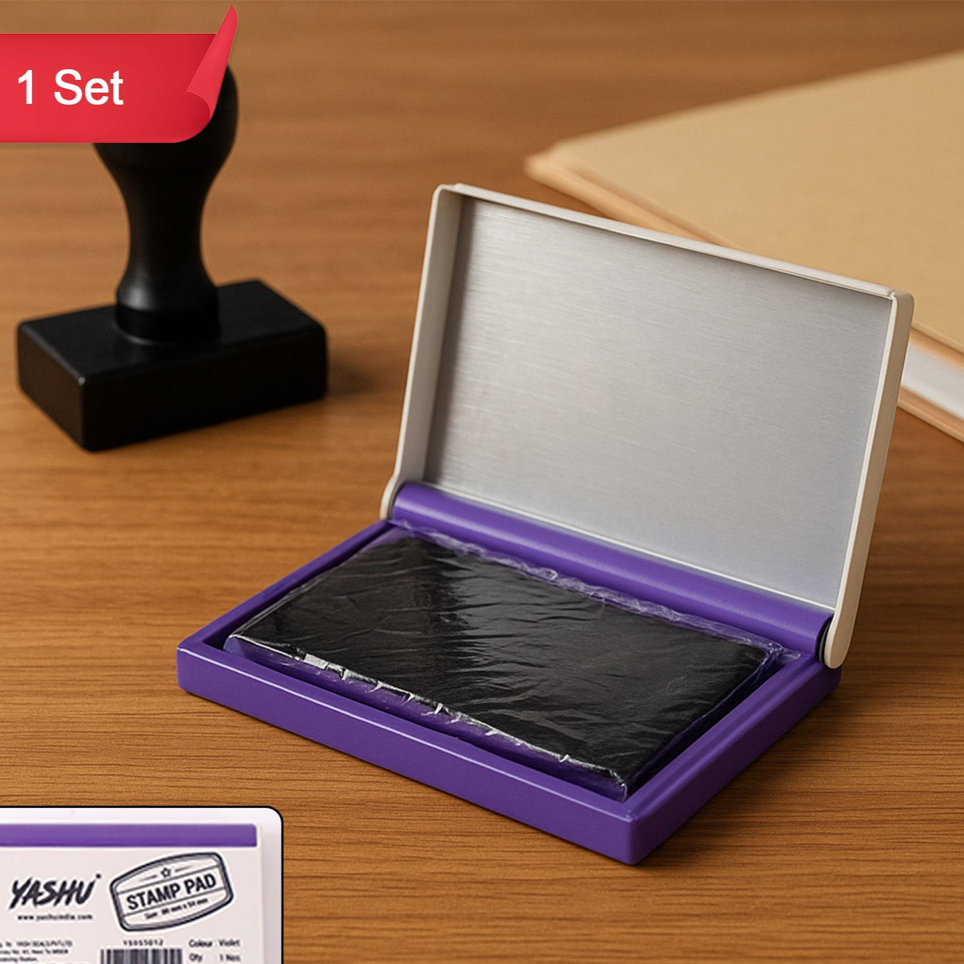 Yasu Plastic Stamp Pad Violet Ink Quick-dry Refillable Pad (1 Pc) - Happy Price - Image 1