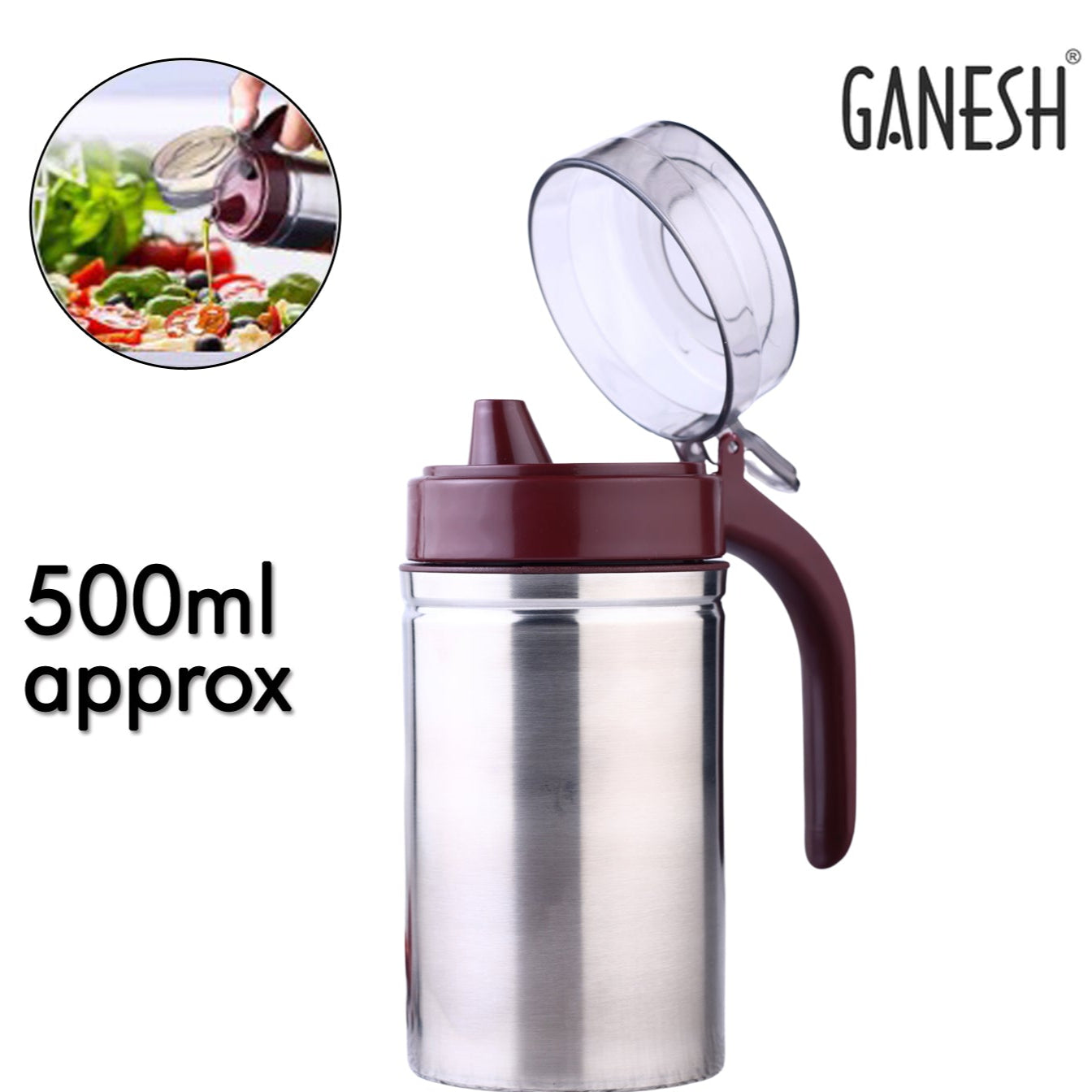 Oil Dispenser Stainless Steel With Small Nozzle 500ml Oil Container. - Happy Price - Image 1