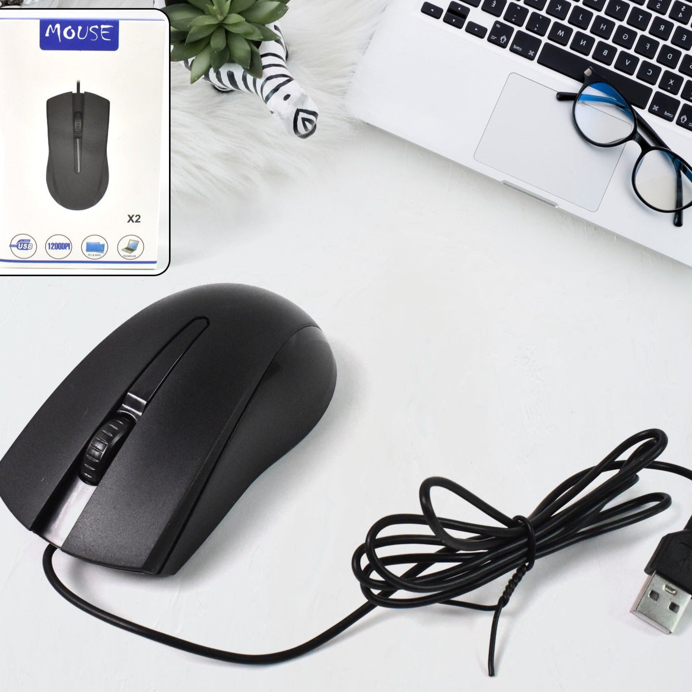 Computer  Laptop Wired Optical Mouse X2 (1 Pc) - Happy Price - Image 1