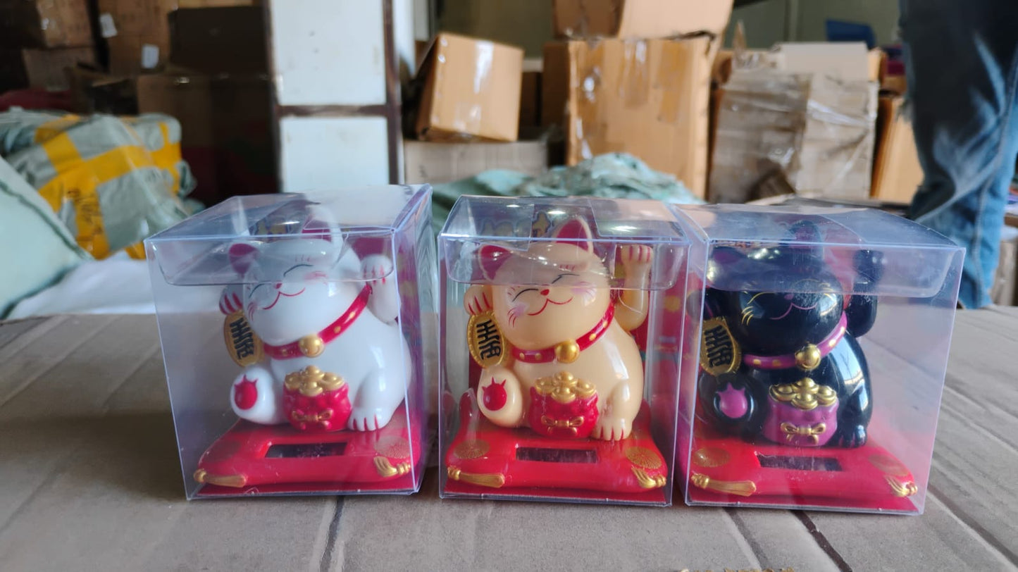 Solar Powered Happy Cat Beautiful With Arm Waves Wealth Cat (1 Pc  Mix Color) - Happy Price - Image 7