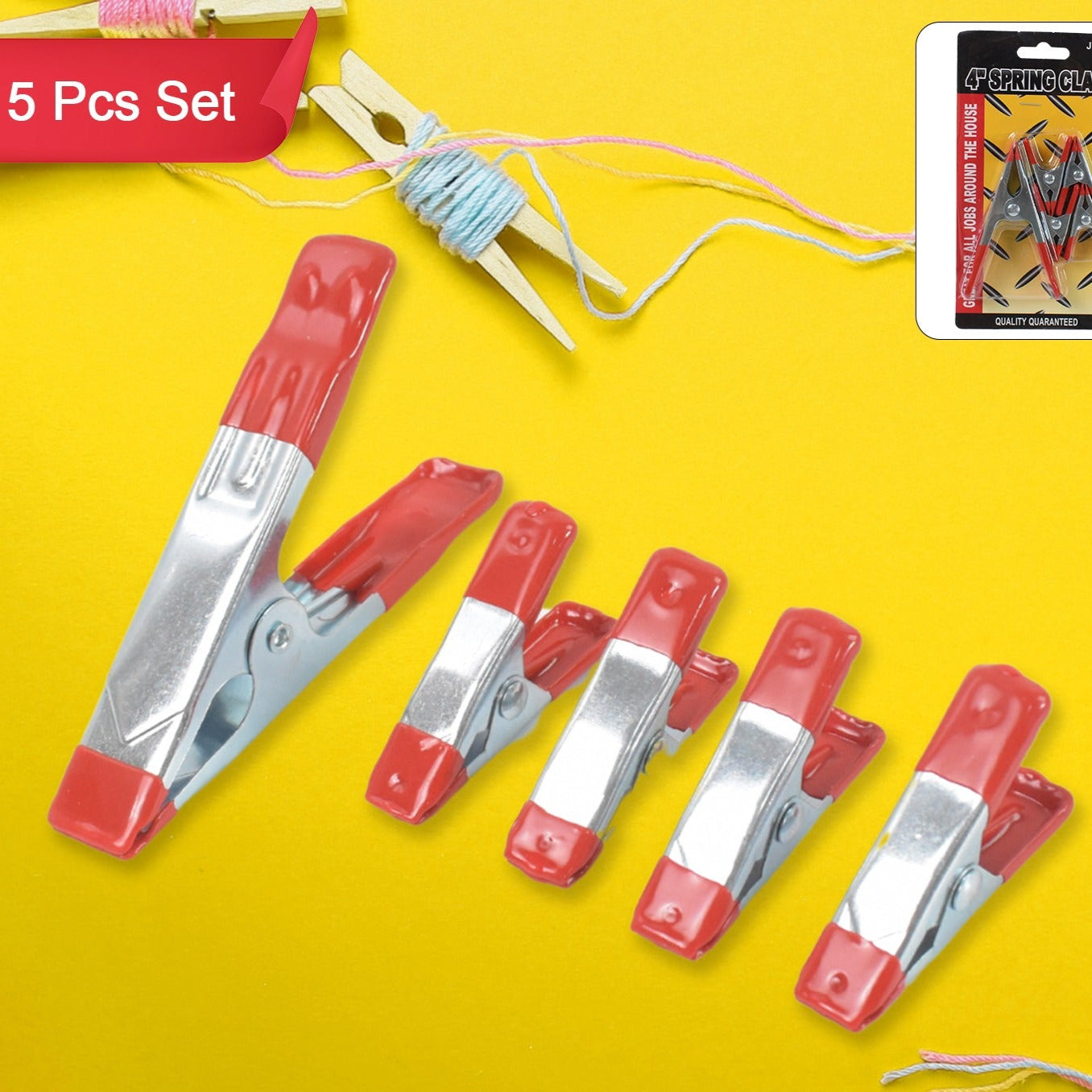 Metal Spring Clamps Heavy Duty Spring Metal Clips Clamp  (5 Pcs Set) - Happy Price - Image 1