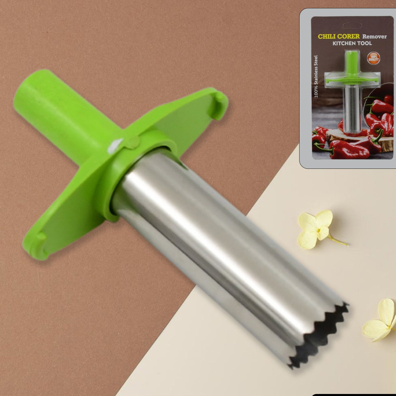 Small Stainless Steel Chili Corer Remover Kitchen Tool (1 Pc) - Happy Price - Image 1