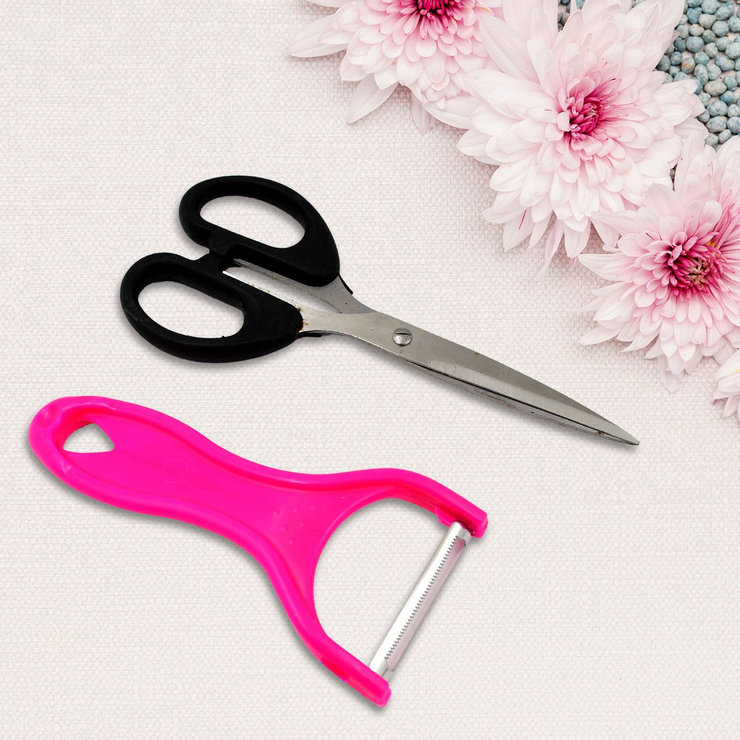 Stainless Steel Kitchen Scissors  Multipurpose Peeler (2 Pc Set  Mix Design Scissor  Peeler) - Happy Price - Image 5