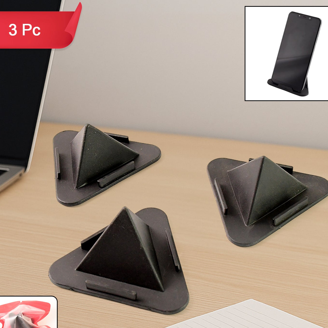 Pyramid Mobile Stand With 3 Different Inclined Angles (3 Pc Set) - Happy Price - Image 1