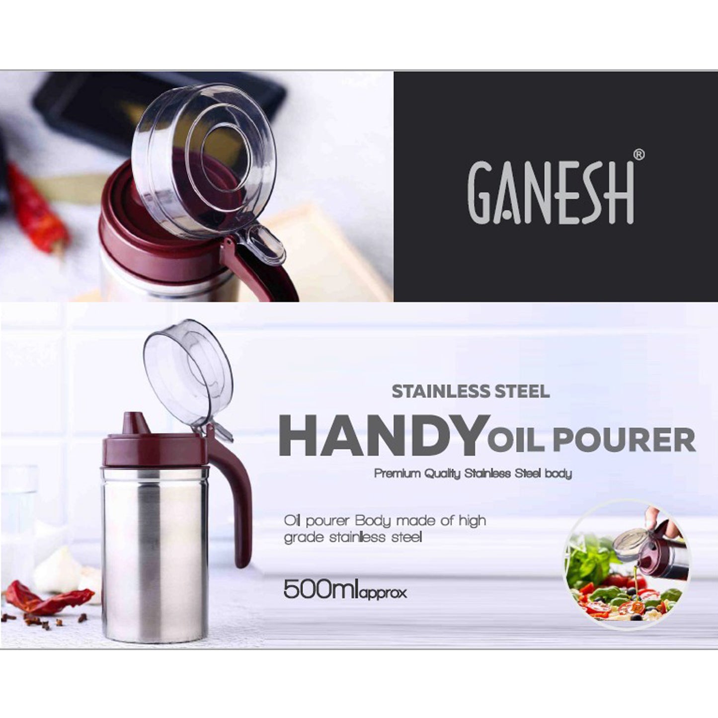 Oil Dispenser Stainless Steel With Small Nozzle 500ml Oil Container. - Happy Price - Image 5