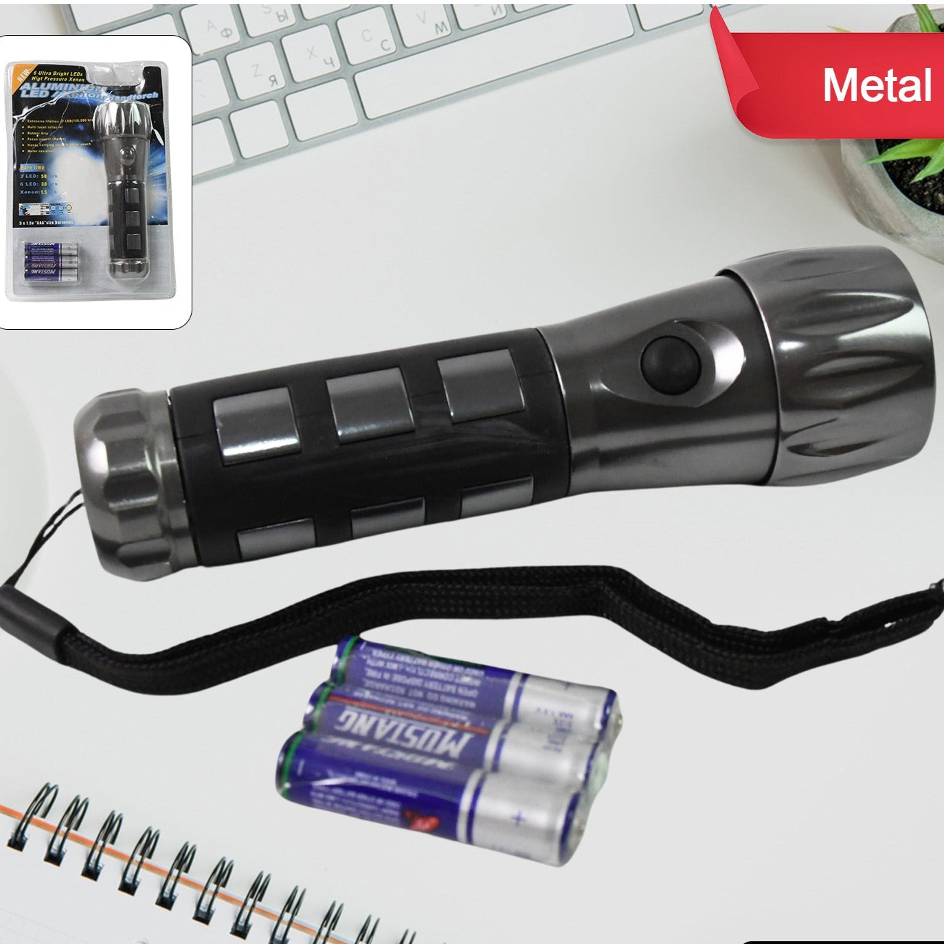 Aluminium Ledxenon Rubber Grip Handtourch (31.5v Aaa Batteries  Not Included) - Happy Price - Image 1