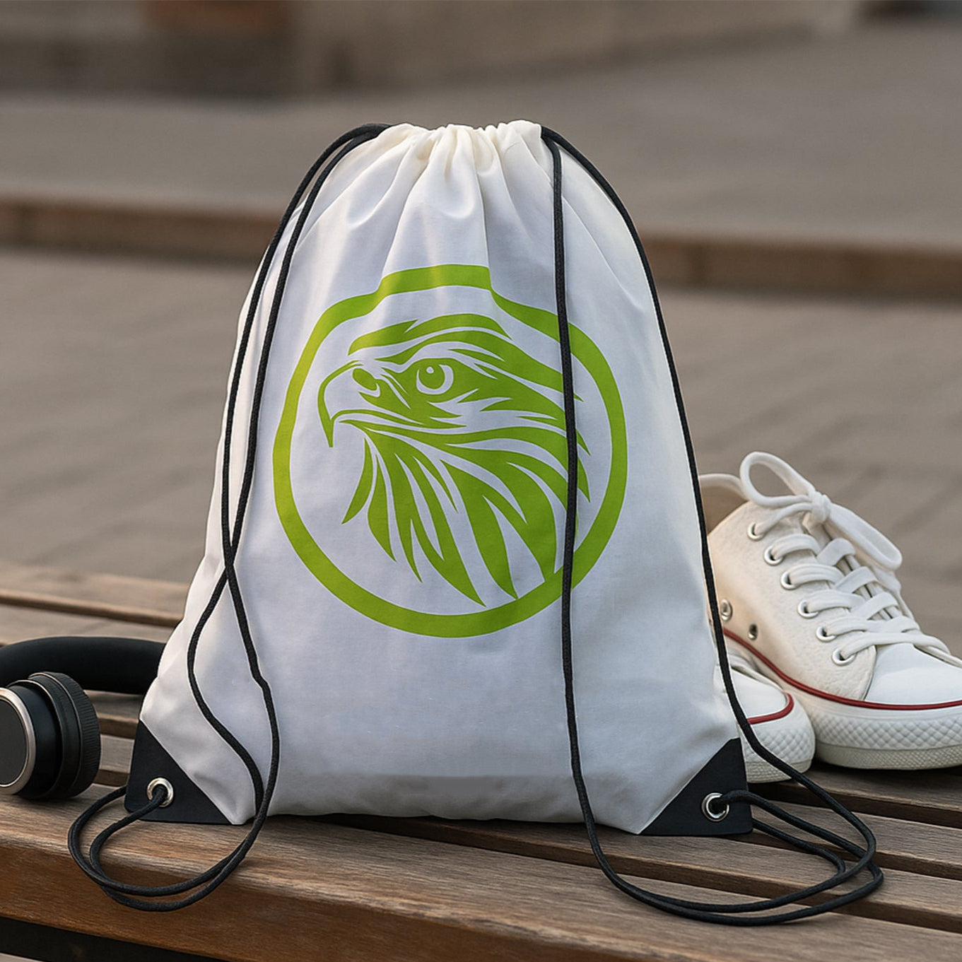 Printed Eagle Drawstring Backpack Bag (1 Pc) - Lightweight Gym, Travel, School - Happy Price - Image 1