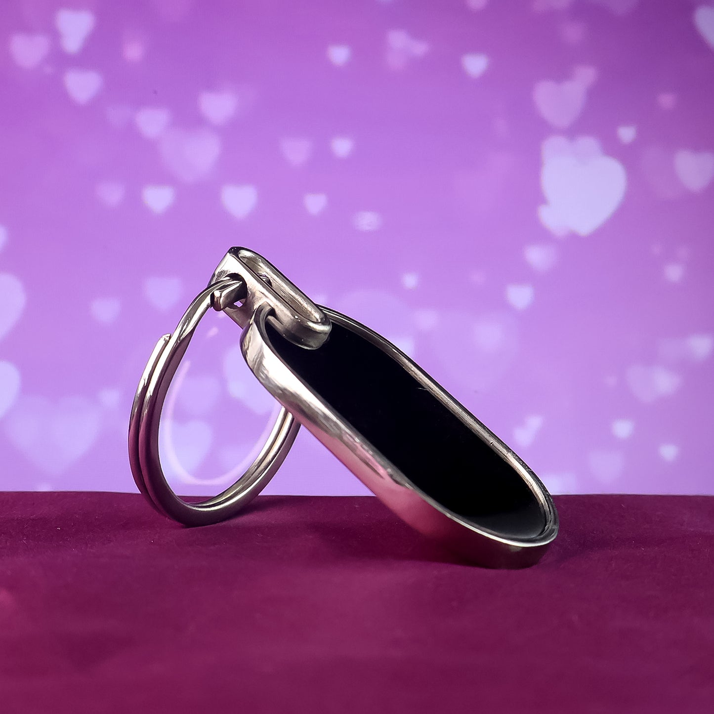 Elegant Black  Silver Oval Metal Keychain (1 Pc) - Happy Price - Image 7