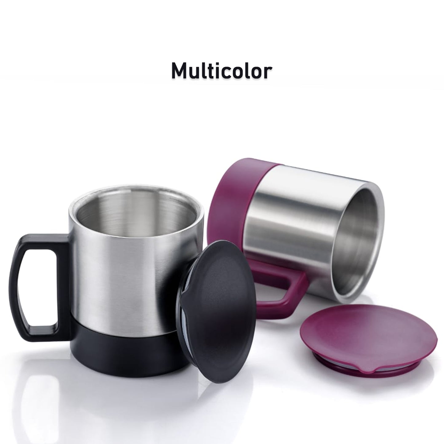 Stainless Steel Coffeetea Cup Stainless Steel Lid Cover Hot Coffeetea Mug Hot Insulated Double Wall Stainless Steel Coffee And Milk Cup With Lid  Handle Easy To Carry - Coffee Cup (1 Pc) - Happy Price - Image 5