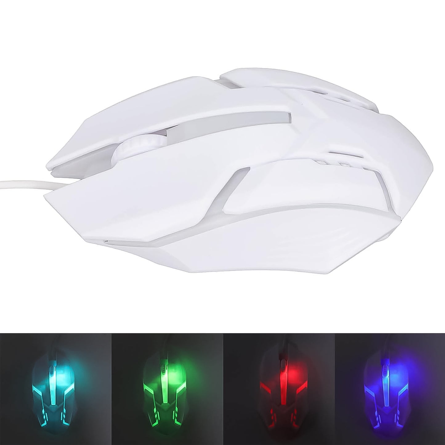 Usb Wired Mouse Gaming Mouse Colorful  Lighting Luminous  (1 Pc  Wihte) - Happy Price - Image 6