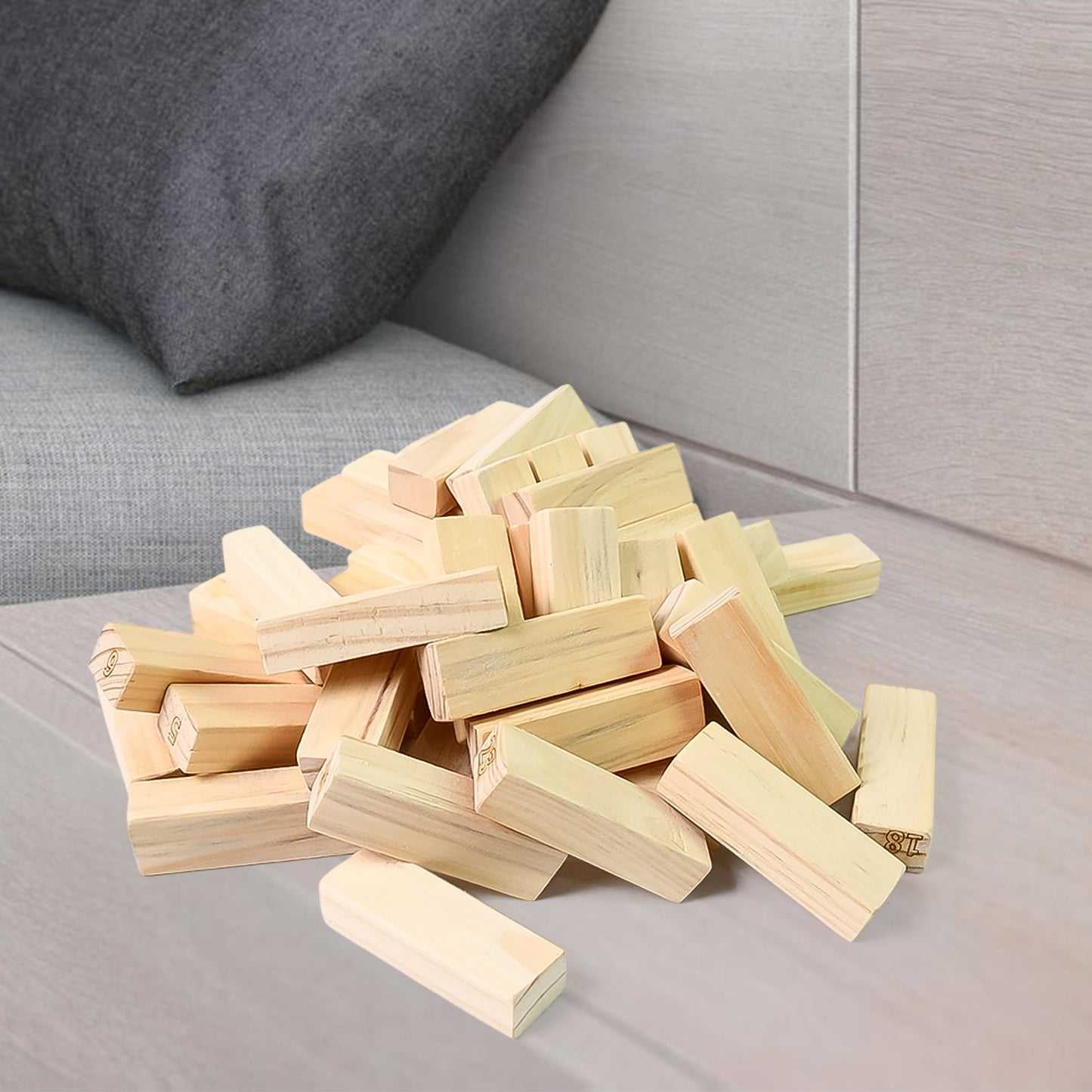 Wooden Tumbling Stacking Tower Game (48 Pcs Blocks 2 Dices) - Happy Price - Image 2