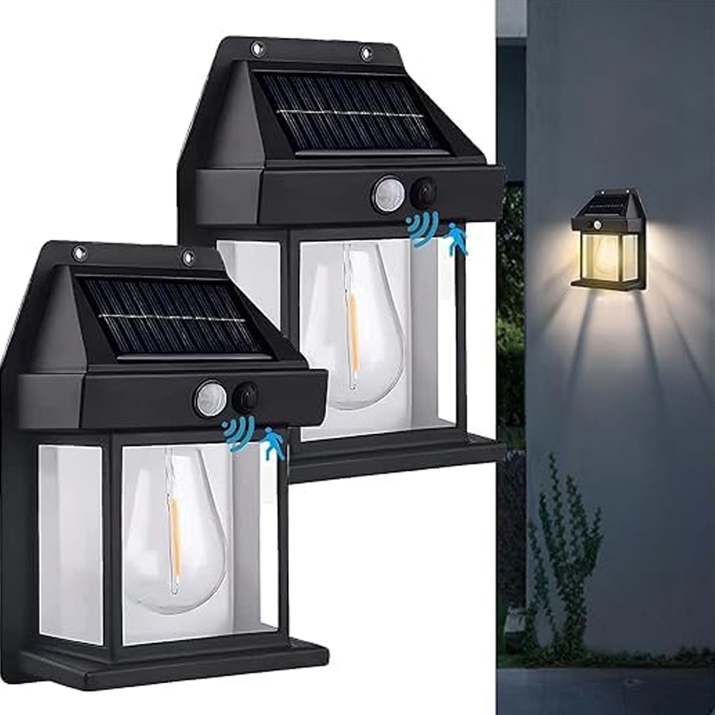 Solar Wall Lights  Lamp Outdoor Wireless Dusk To Dawn Porch Lights Fixture Solar Wall Lantern With 3 Modes  Motion Sensor Waterproof Exterior Lighting With Clear Panel (1 Pc ) - Happy Price - Image 2