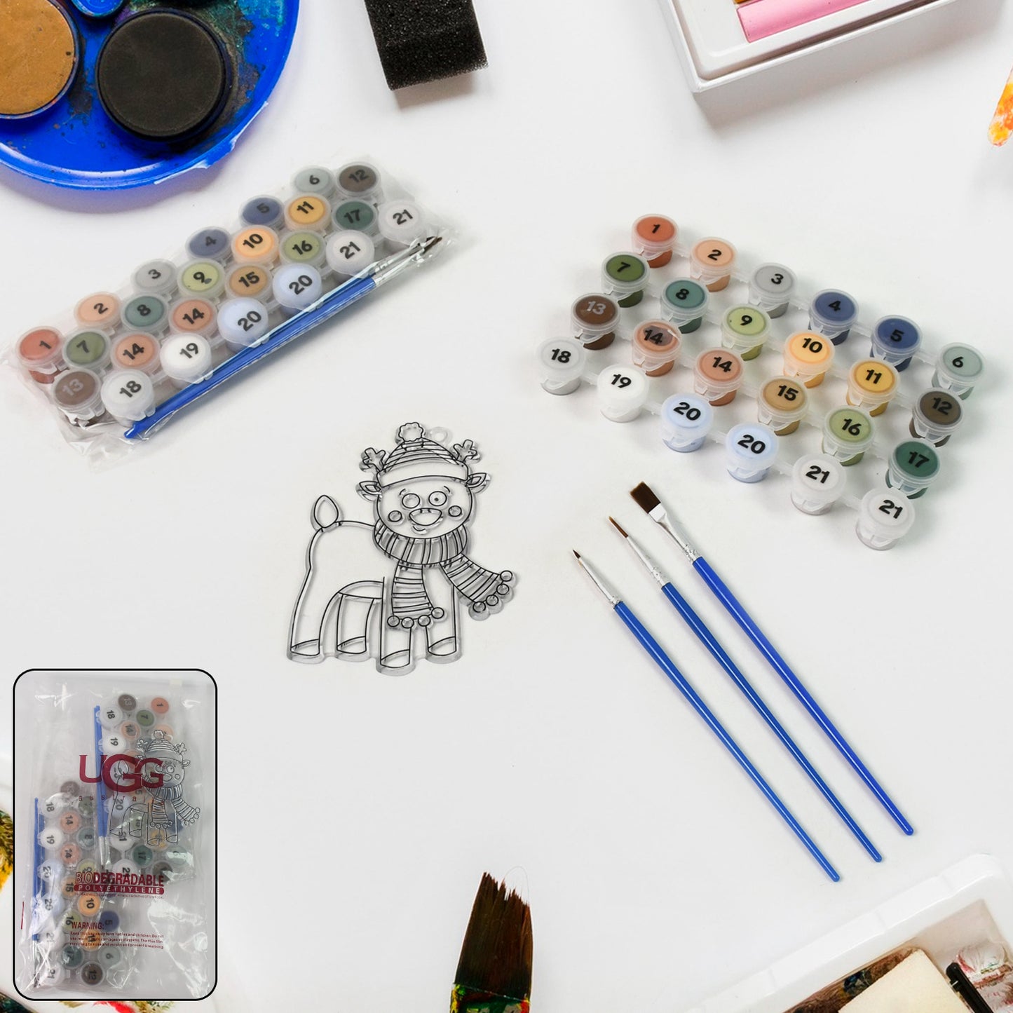 Paint By Number Kits 2 Set 21 Number Color 6 Paint Brushes (2 Set) - Happy Price - Image 2