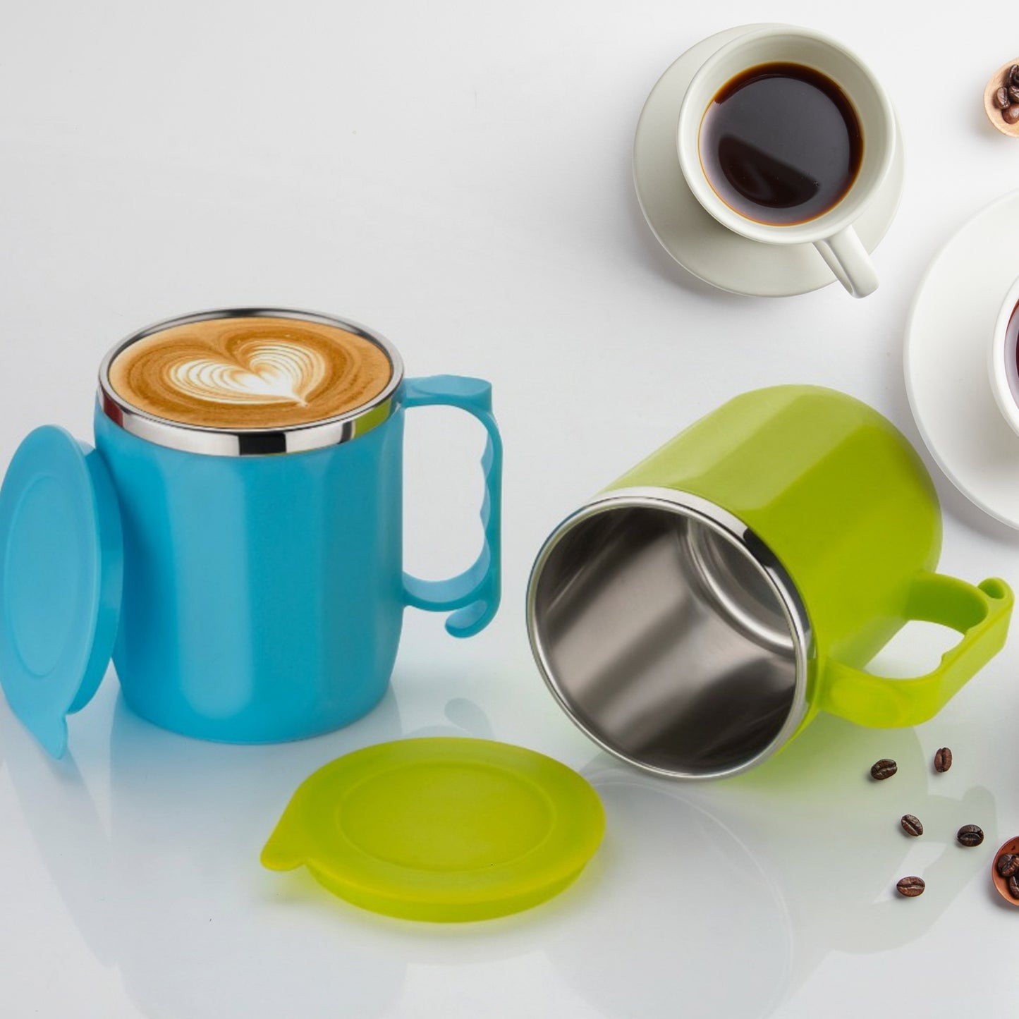 Stainless Steel Lid Cover Hot Coffeetea Mug Hot Insulated Double Wall Stainless Steel Coffee And Milk Cup With Lid - Coffee Cup Approx 250 Ml 300 Ml ( 1 Pc Mix Color) - Happy Price - Image 4