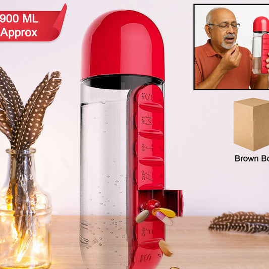 Water Bottle With Built-in 7-day Pill Organizer Approx 900ml (1 Pc) - Happy Price - Image 1