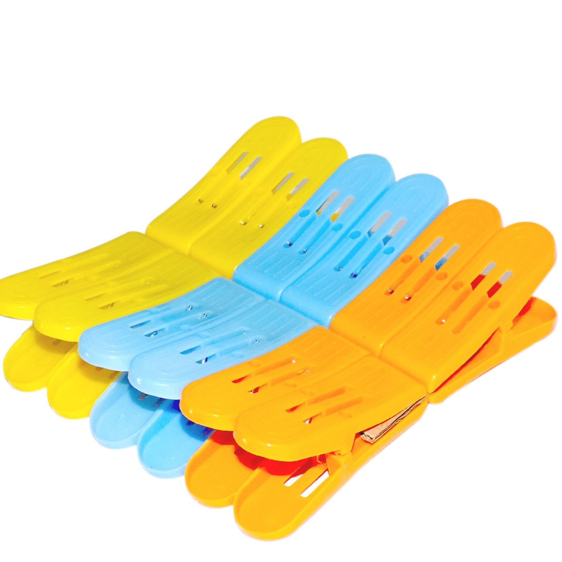 Plastic Cloth Double Pin Clips For Cloth Dying Cloth (Multicolour) (Pack Of 12) - Happy Price - Image 1