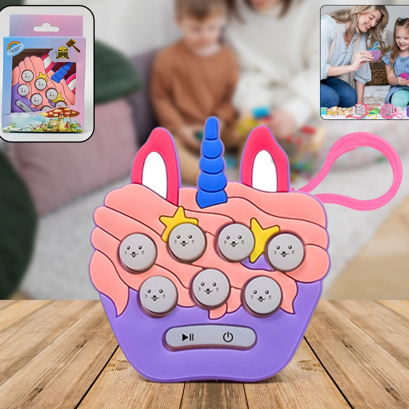 Mini Push Bubbles Game With Keychain  Music Game (1 Pc) - Happy Price - Image 1