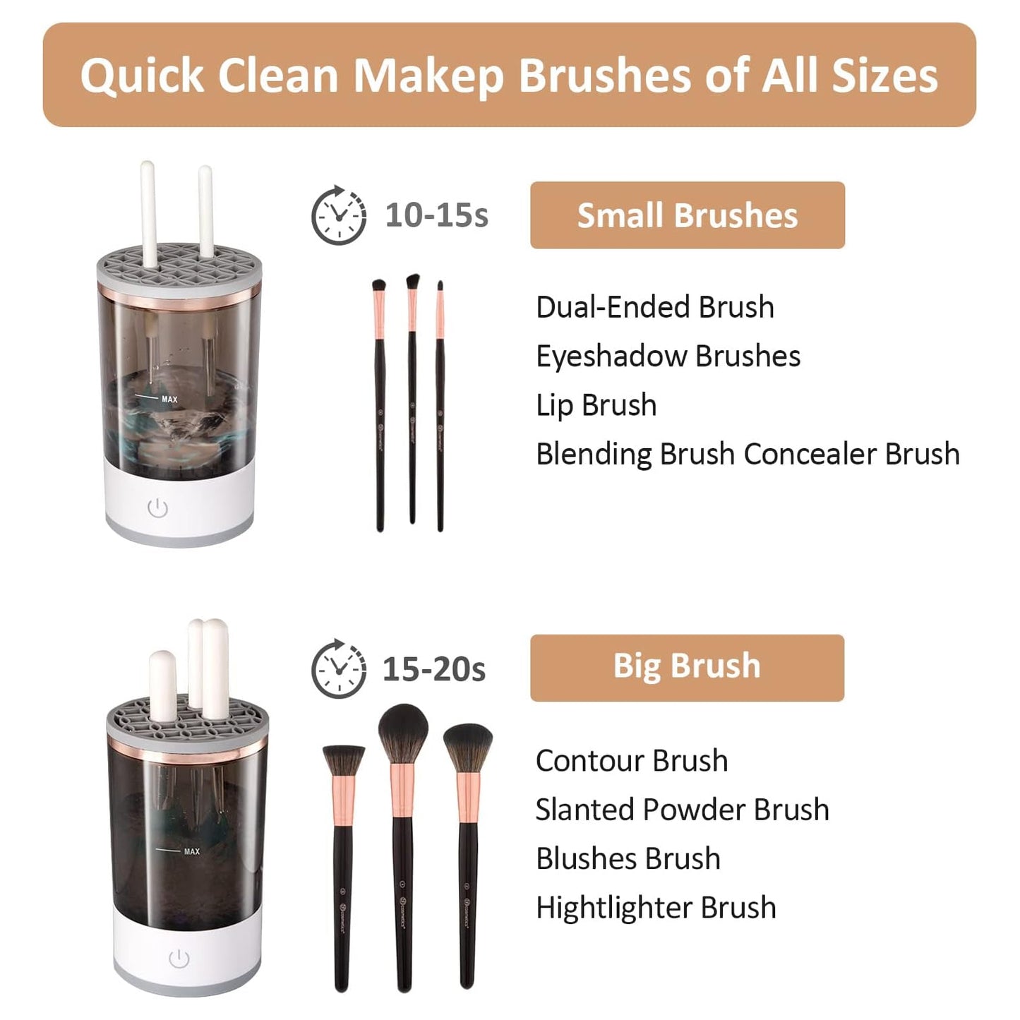 Automatic Makeup Brush Cleaner Fast Electric Brush Cleaner Hand Free Machine Super Clean Brush Washer  Brushes Organizer Tool (1 Pc) - Happy Price - Image 5