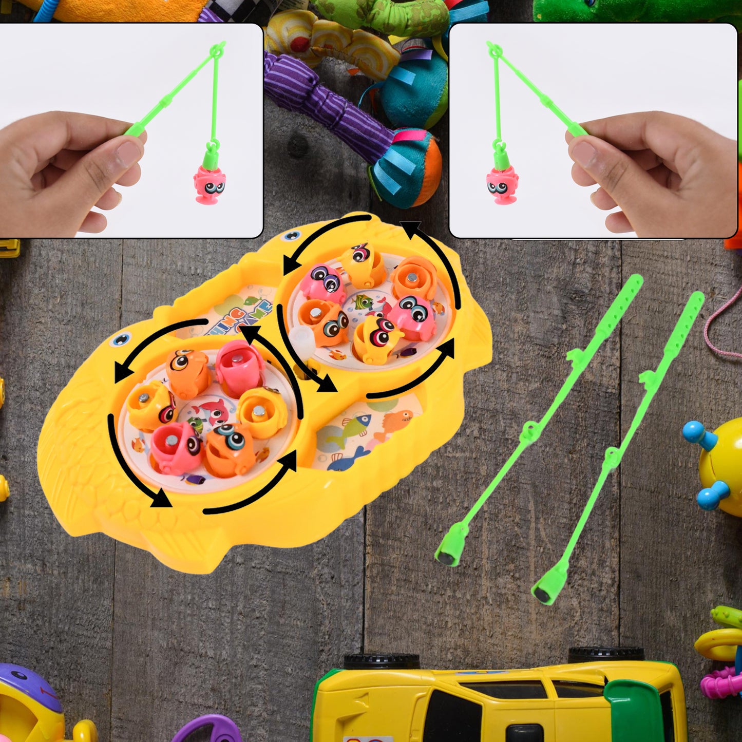 Fishing Game For Kids Include 12 Pieces Fishes And 2 Fishing Rod (1 Set) - Happy Price - Image 2