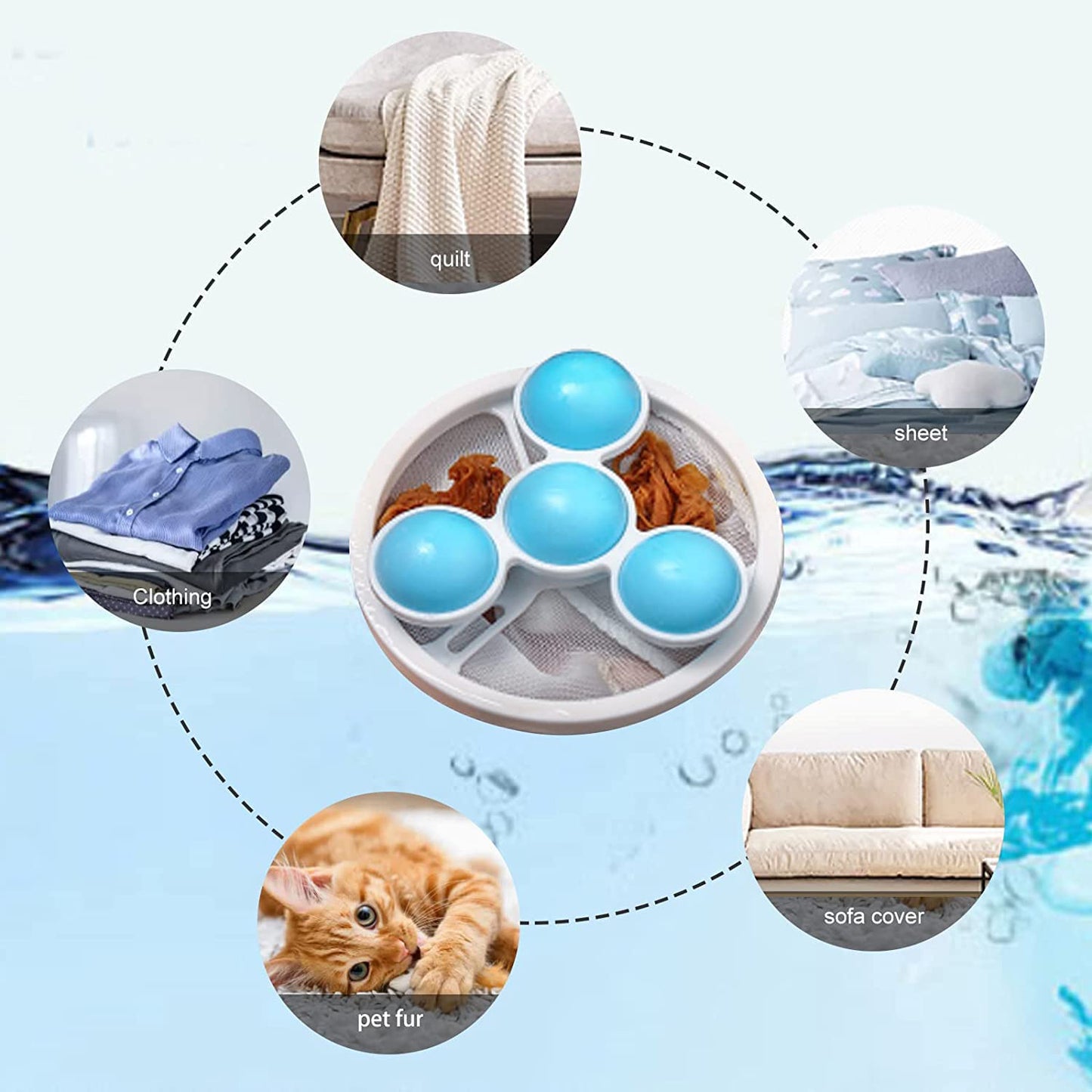 Laundry Ball Floating Pet Fur Lint Hair Catcher Household Reusable Washing Machine Floating Lint Mesh Bag Hair Filter Net Pouch Washing Lint Hair Remover Net Mesh Bag Dryer (1 Pc) - Happy Price - Image 3