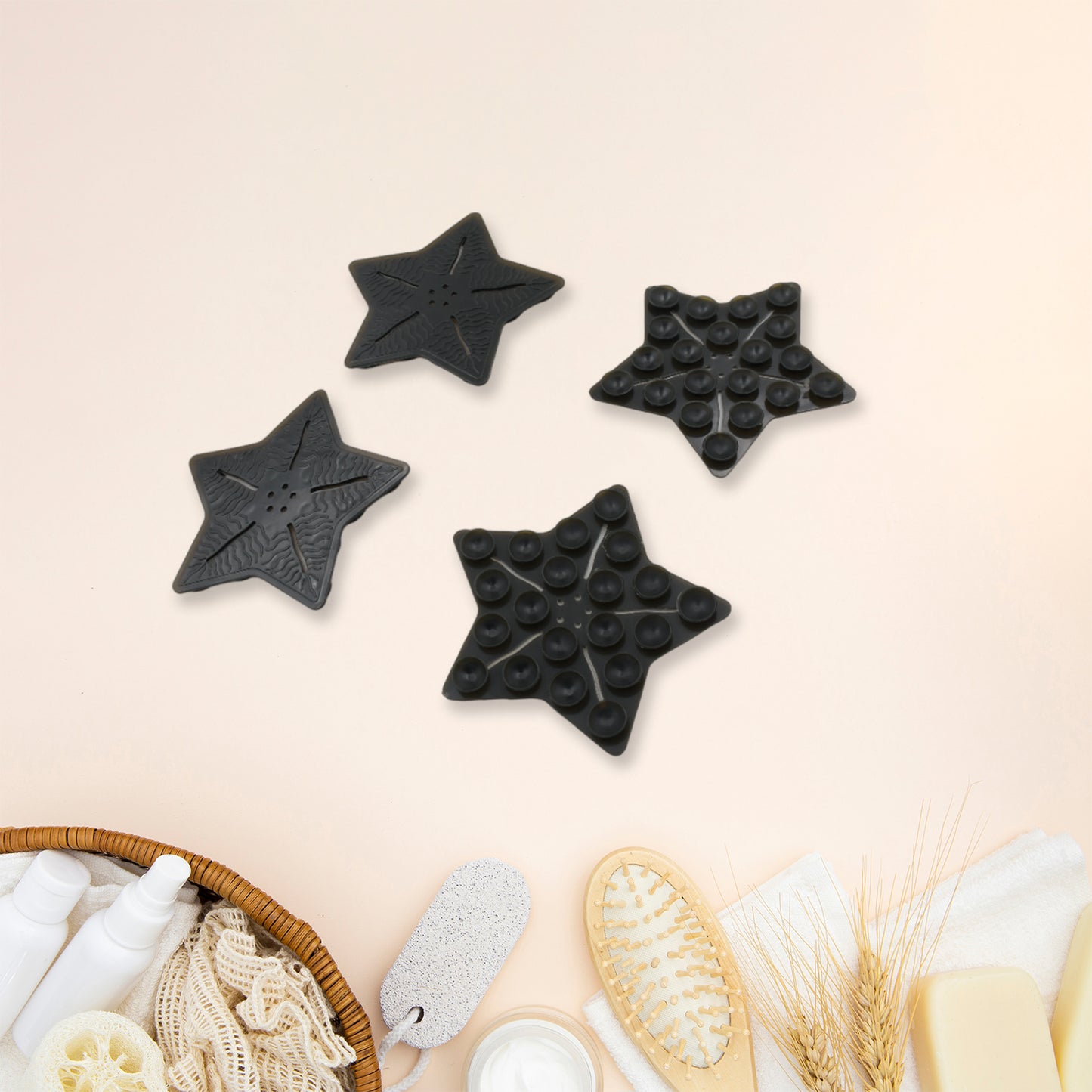 Mini  Pvc Anti-slip Bat Mat Non Slip Baby Bath Mats Mini Child Safety Anti Slip Shower Mats Star Leaf Shaped For Kids (4 Pc Set) - Happy Price - Image 4
