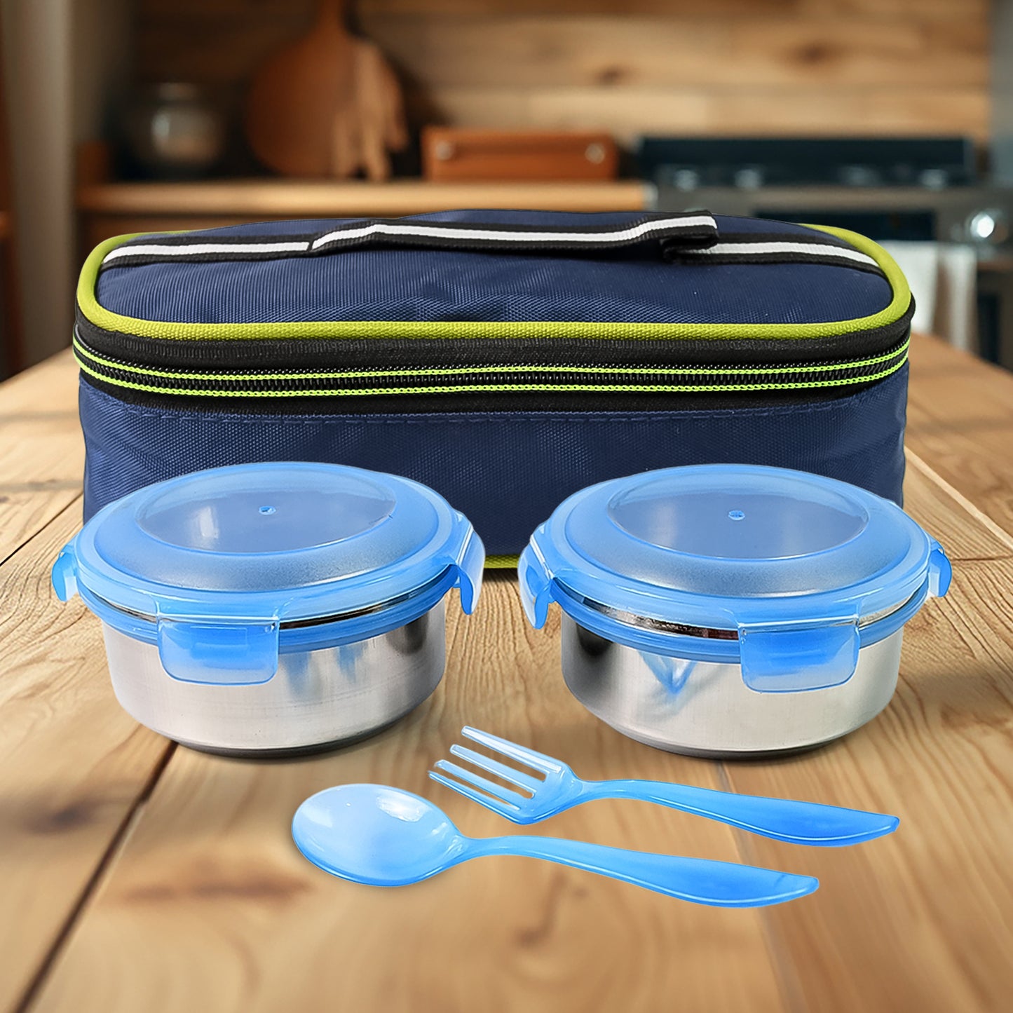 Bite Lunch Box With Insulated Fabric Lunch Bag  Plastic Spoon Fork - Happy Price - Image 2