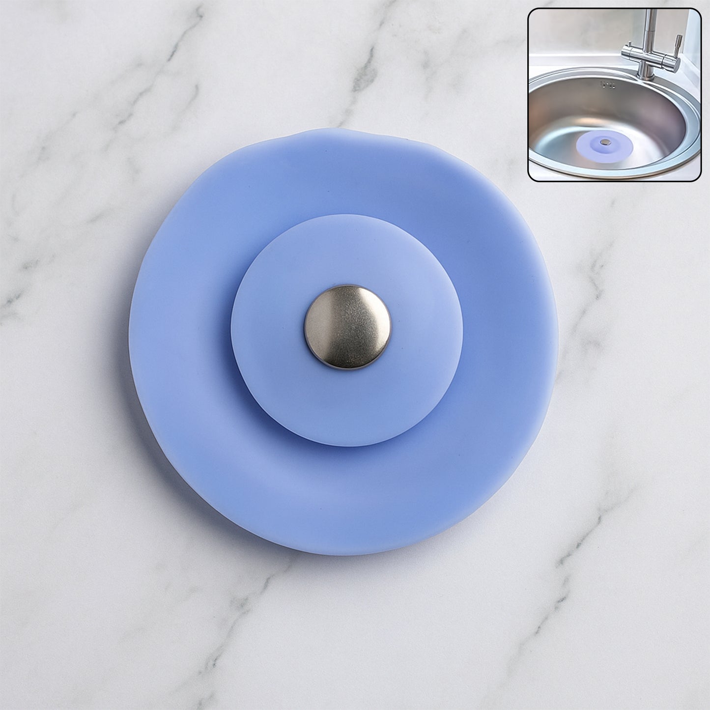 Creative 2-in-1 Blue Silicone Sewer Sink Sealer Cover Drainer (Multicolour  1 Pc) - Happy Price - Image 2