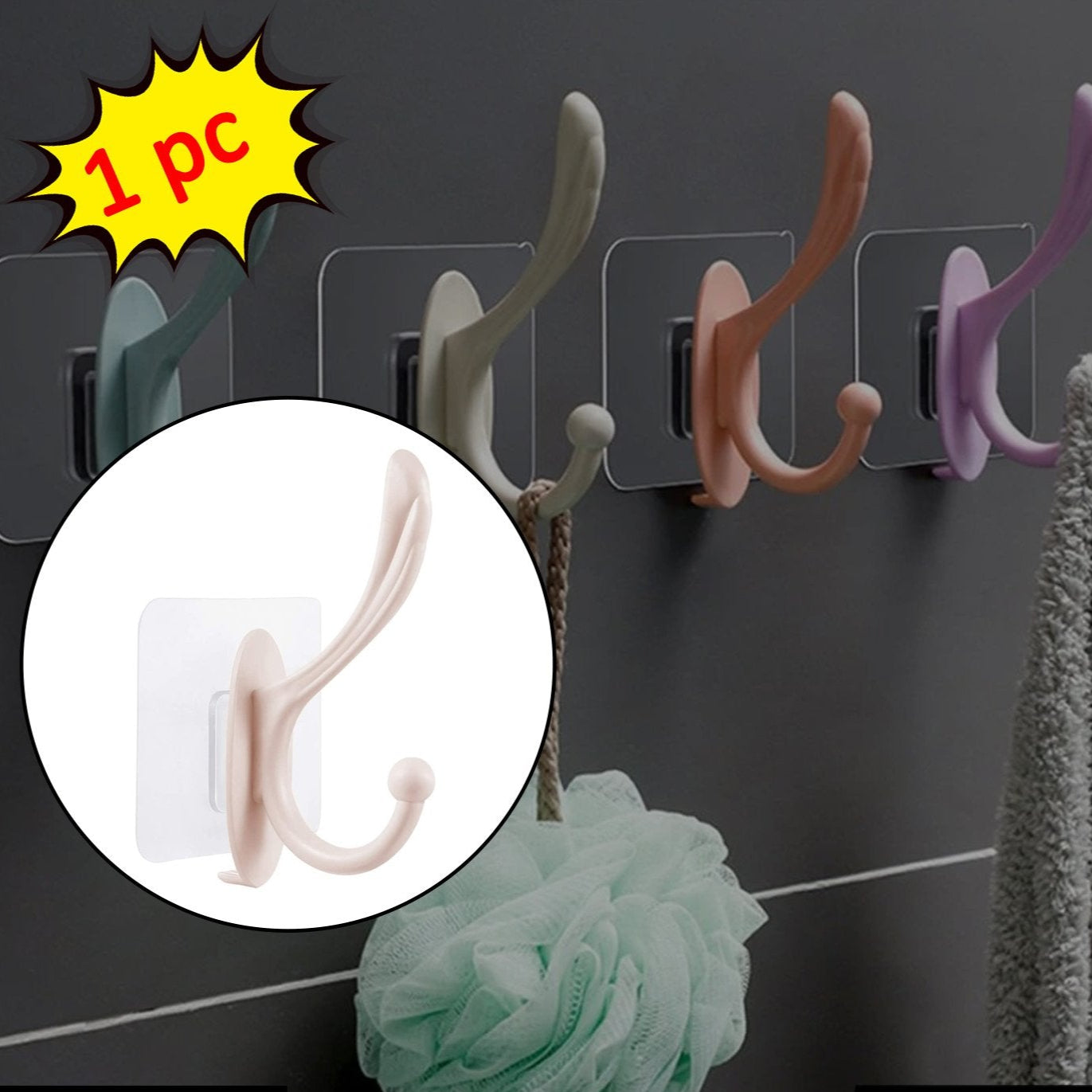 Self Adhesive Plastic Wall Hook For Home - Happy Price - Image 1