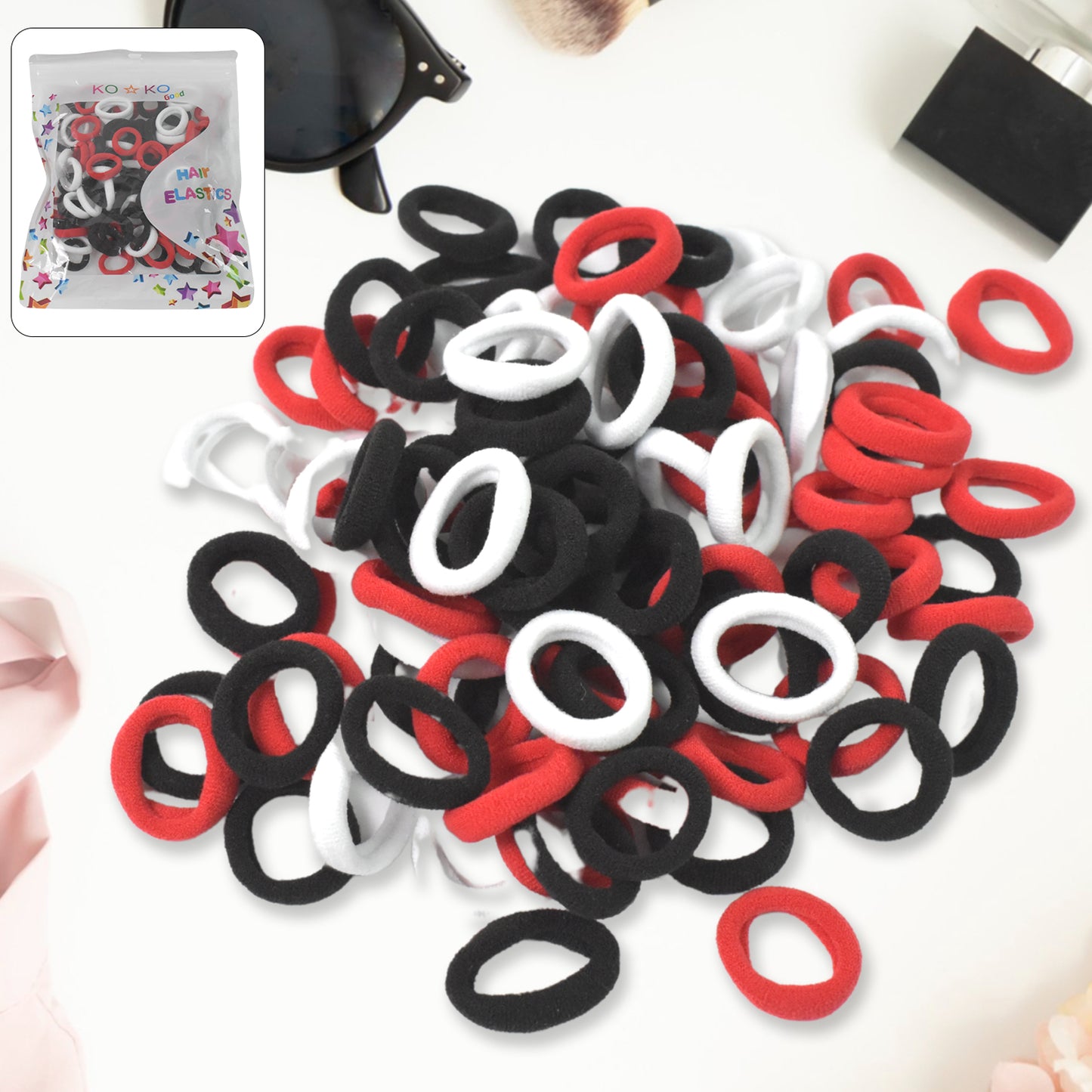 Small Hairbands Bands For Hair Rubber Bands (Pack Of 50  Multicolour) - Happy Price - Image 2
