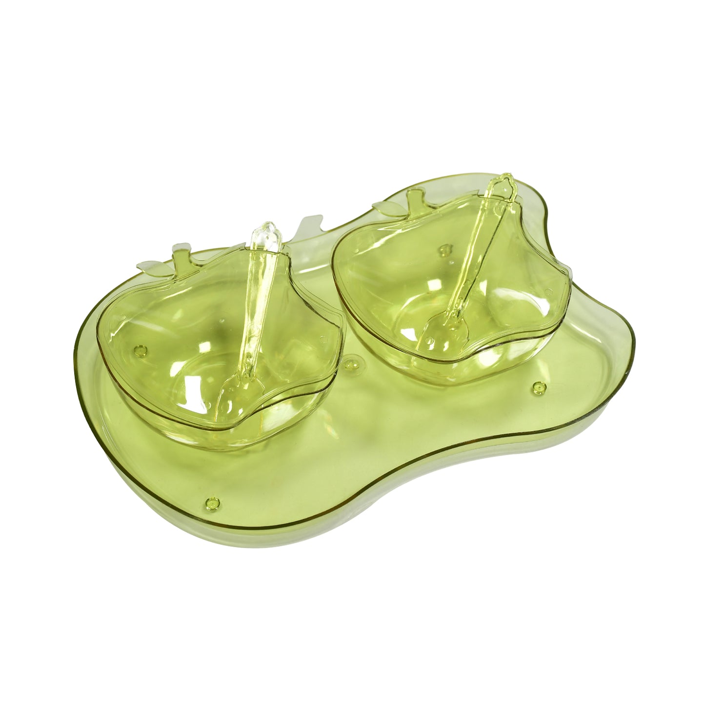 Apple Shape 2piece Serving Set Of Bowl With Spoon  Tray. Dinnerware Serving Snacks  Pickle - Happy Price - Image 2