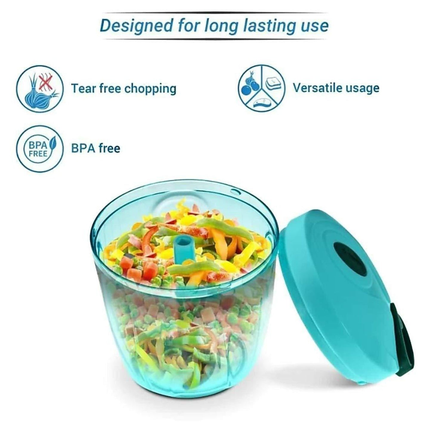 Manual Stainless Steel Compact Extra Sharp Hand Held Vegetable Chopperslicer With 5 Blades (750 Ml) - Happy Price - Image 6