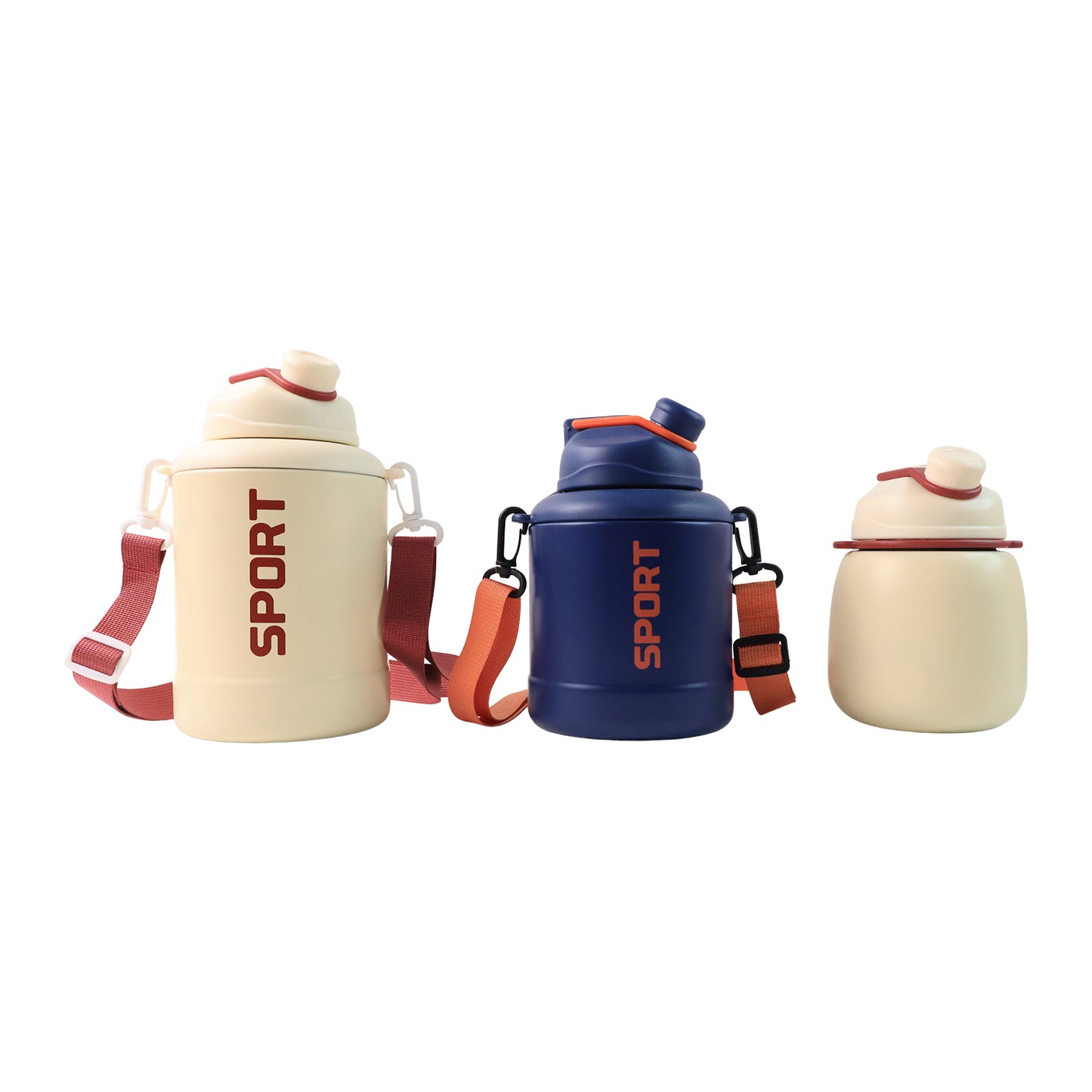Sports Vacuum Bottle With Shoulder Strap 1 Pc Stylish Mix Design  Size - Happy Price - Image 2