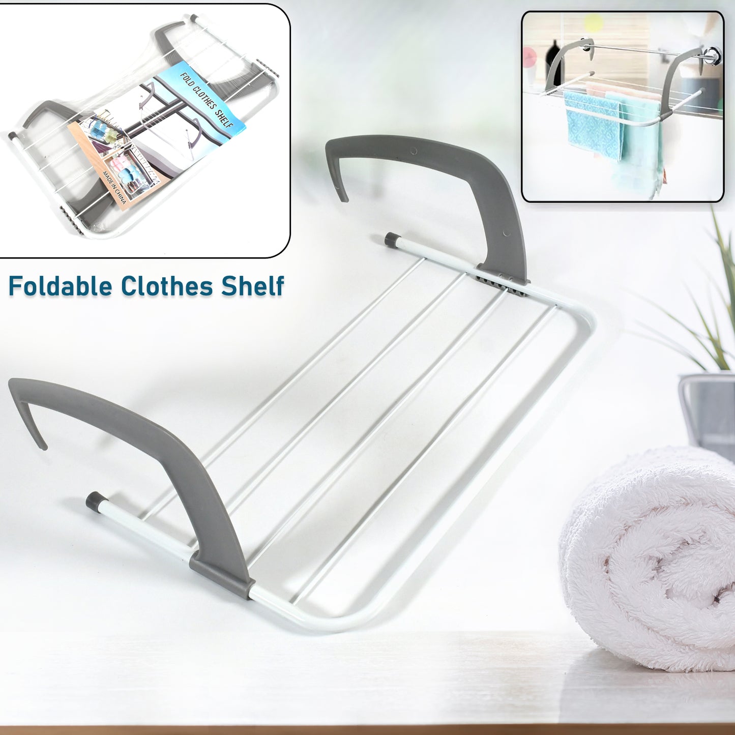 Metal Steel Folding Drying Rack For Clothes Balcony Laundry Hanger For Small Clothes Drying Hanger Metal Clothes Drying Stand Socks And Plant Storage Holder Outdoor  Indoor Clothes-towel Drying Rack Hanging On The Door Bathroom - Happy Price - Image 6