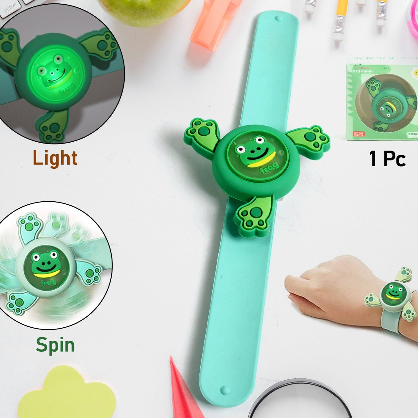 Led Light  Spinning Slap Kids Cartoon Bracelet Wrist Band (1 Pc) - Happy Price - Image 1