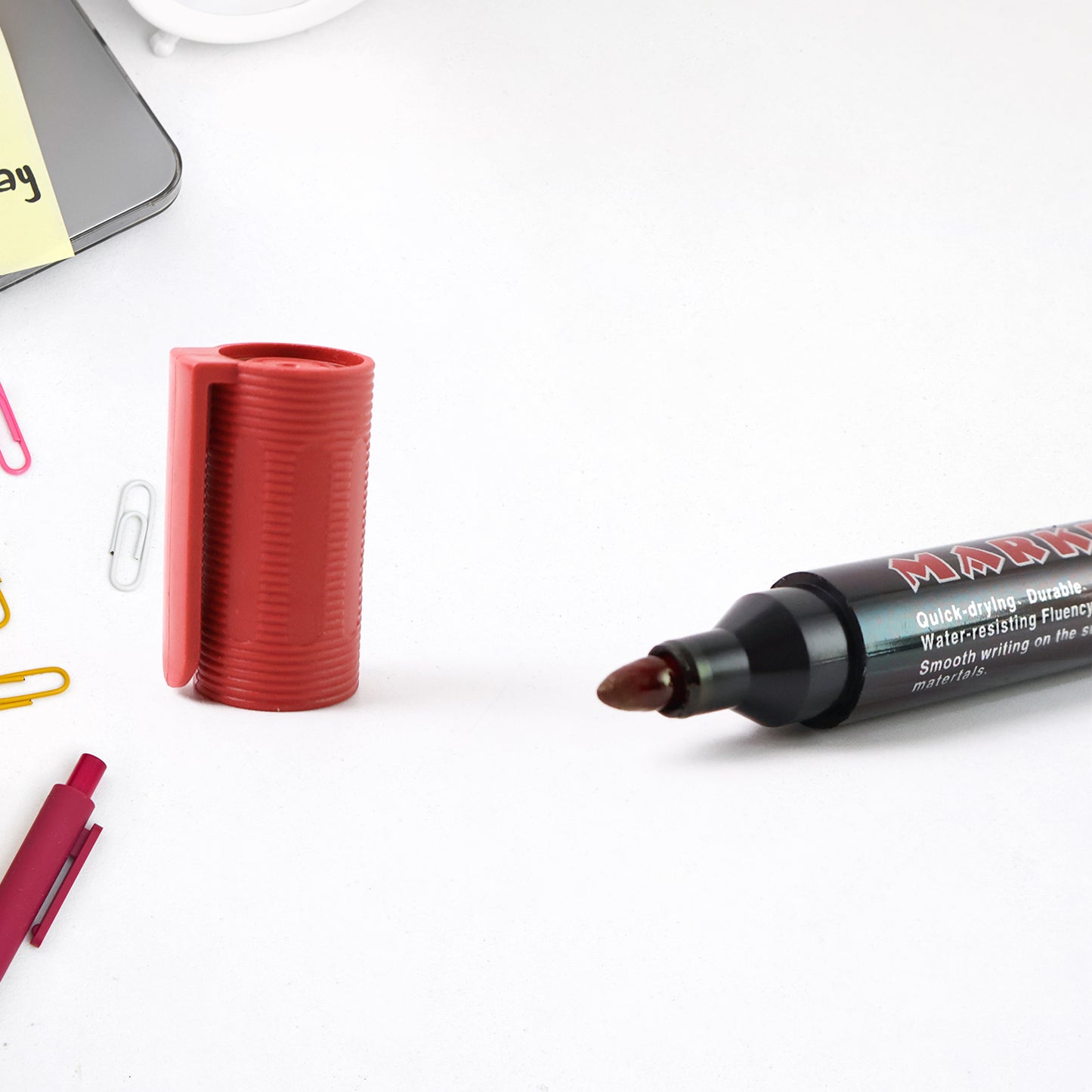 Premium Permanent Red Marker Pen Set (12 Pcs Set) - Happy Price - Image 3