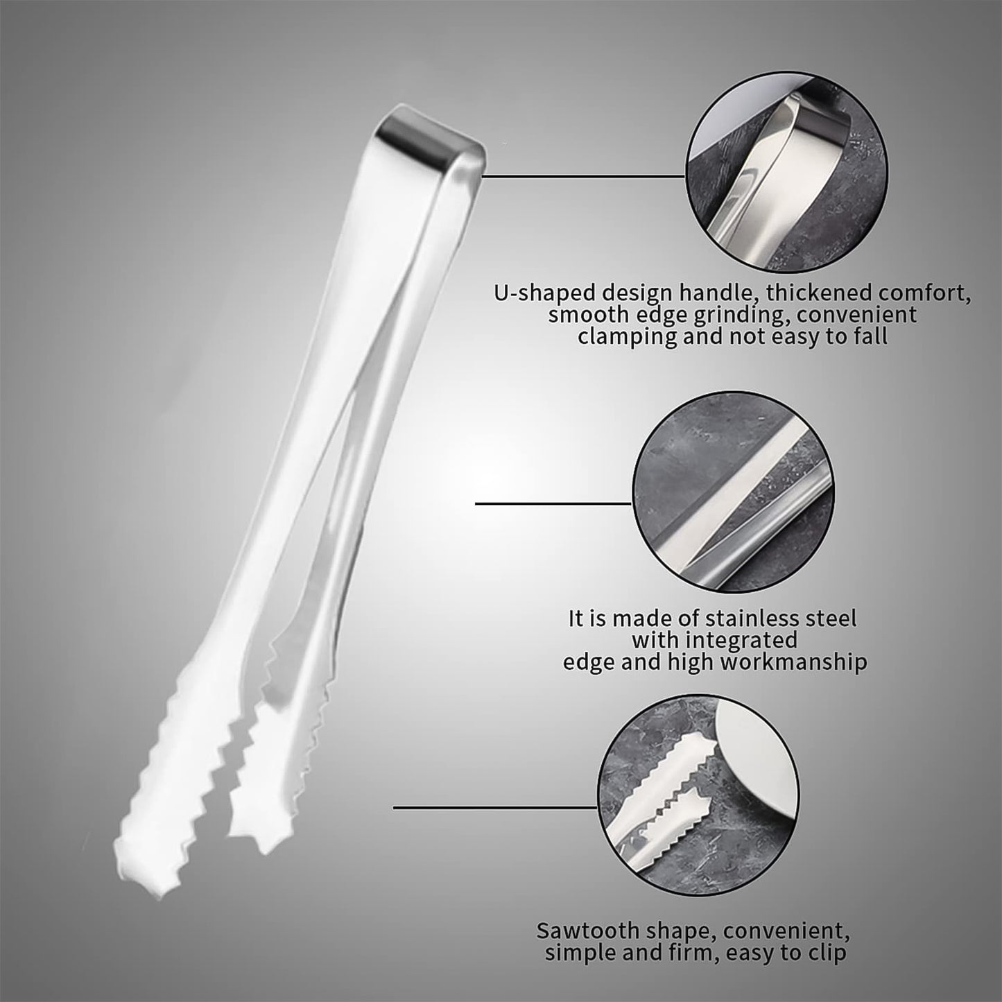 Stainless Steel Tong For Lifting Ice Cubes Sugar Cubes  Serving Tongs (13 Cm  1 Pc) - Happy Price - Image 2