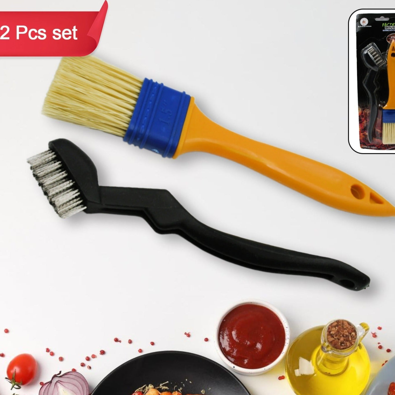 Multifunction Basting Brush For Cooking Pastry Brush Baking Food Butter Brush Dusting Brush For Cooking Grease Brush For Baking Dishwasher Safe Grilling  Hairbrush  Corn (2 Pcs Set) - Happy Price - Image 1