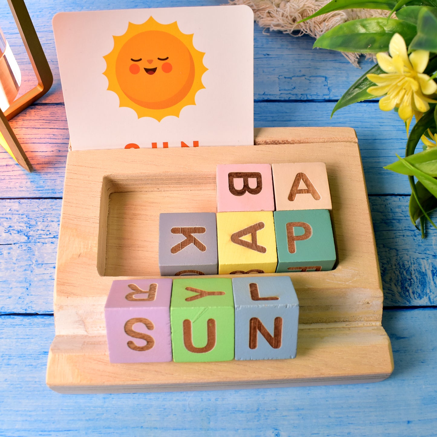 Alphabet Puzzle Spelling  Reading Words (26 Flash Cards  8 Woodenblock) - Happy Price - Image 2