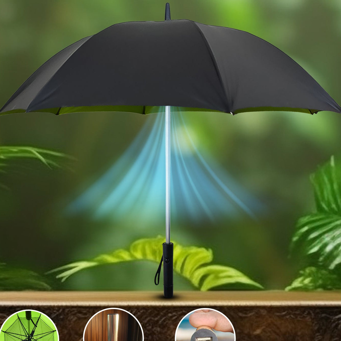 Sun Umbrella With Inside Fan  Power Bank Umbrellas For Summer (1 Pc) - Happy Price - Image 1