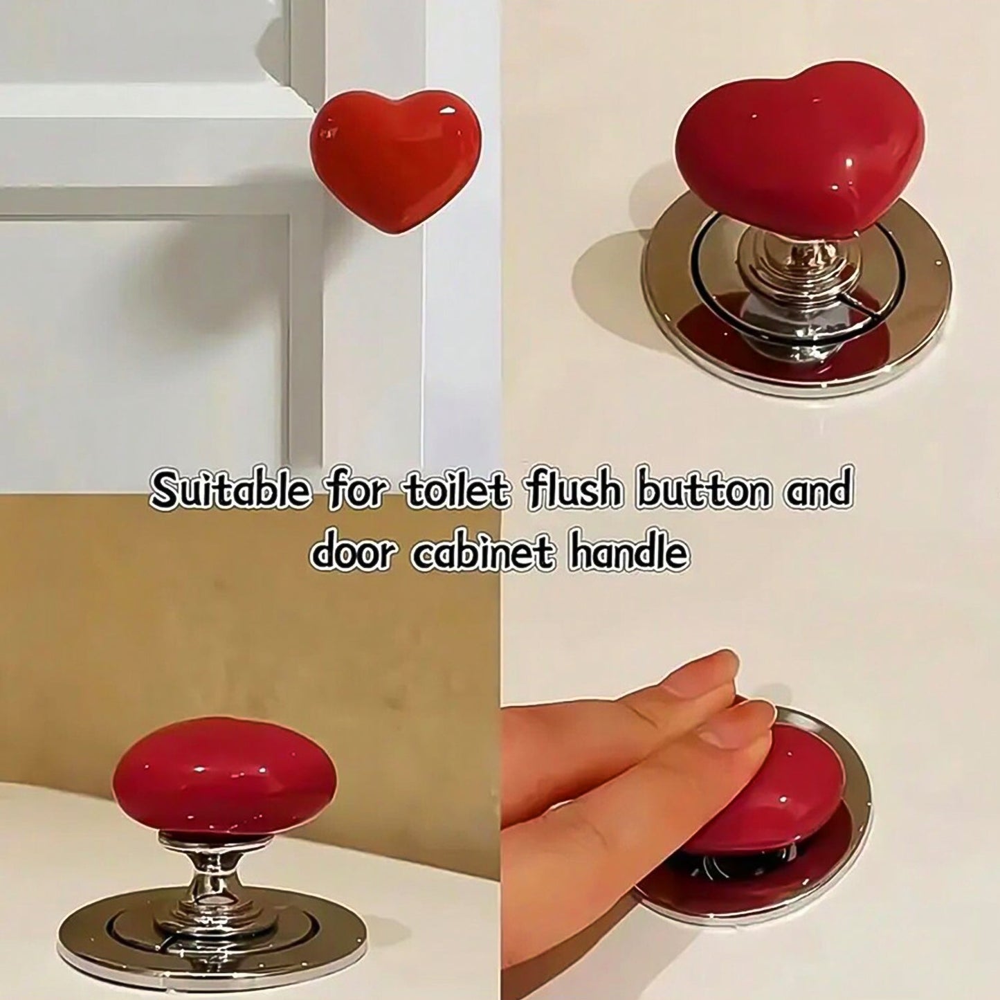 Multipurpose Cabinet Door Handle Drawer Heart-shaped Knob Pulls Toilet Press Button (1 Pc) - Happy Price - Image 4