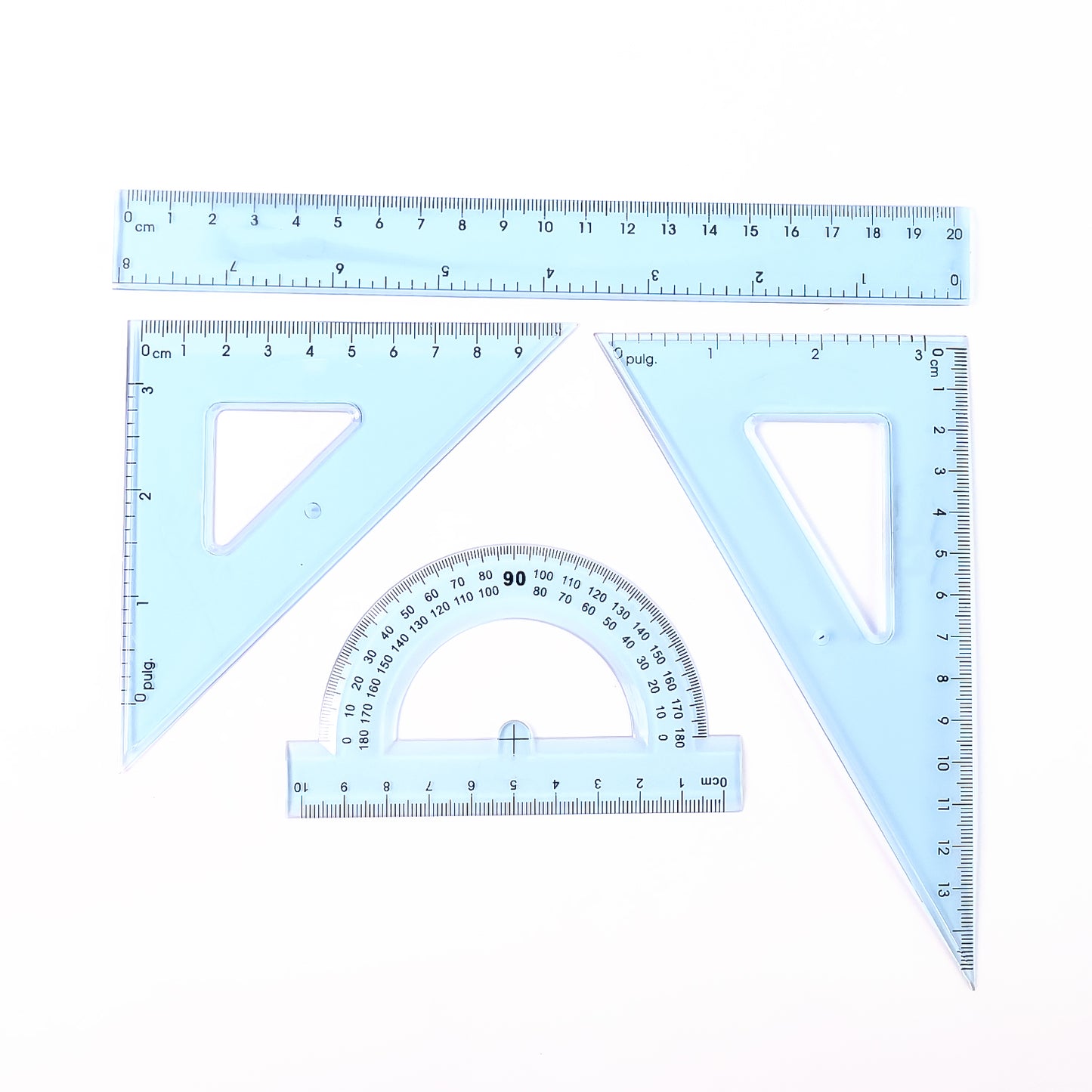 4-piece Transparent Geometry Instrument Set With Ruler - Happy Price - Image 2