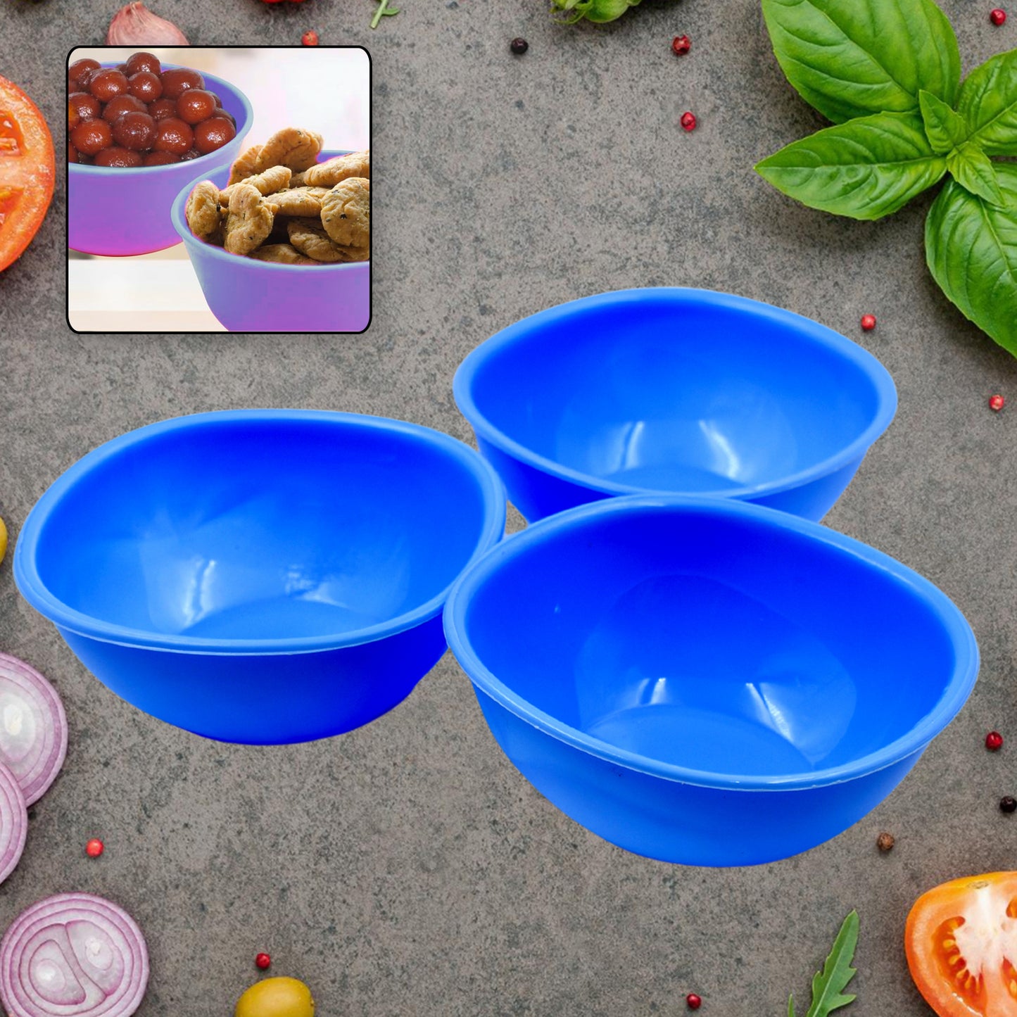 Bpa Free Plastic Bowl Set For Cereal Salad Rice Soup Pasta Snack Bowl Microwave Safe Dishwasher Safe (3 Pcs Set) - Happy Price - Image 2