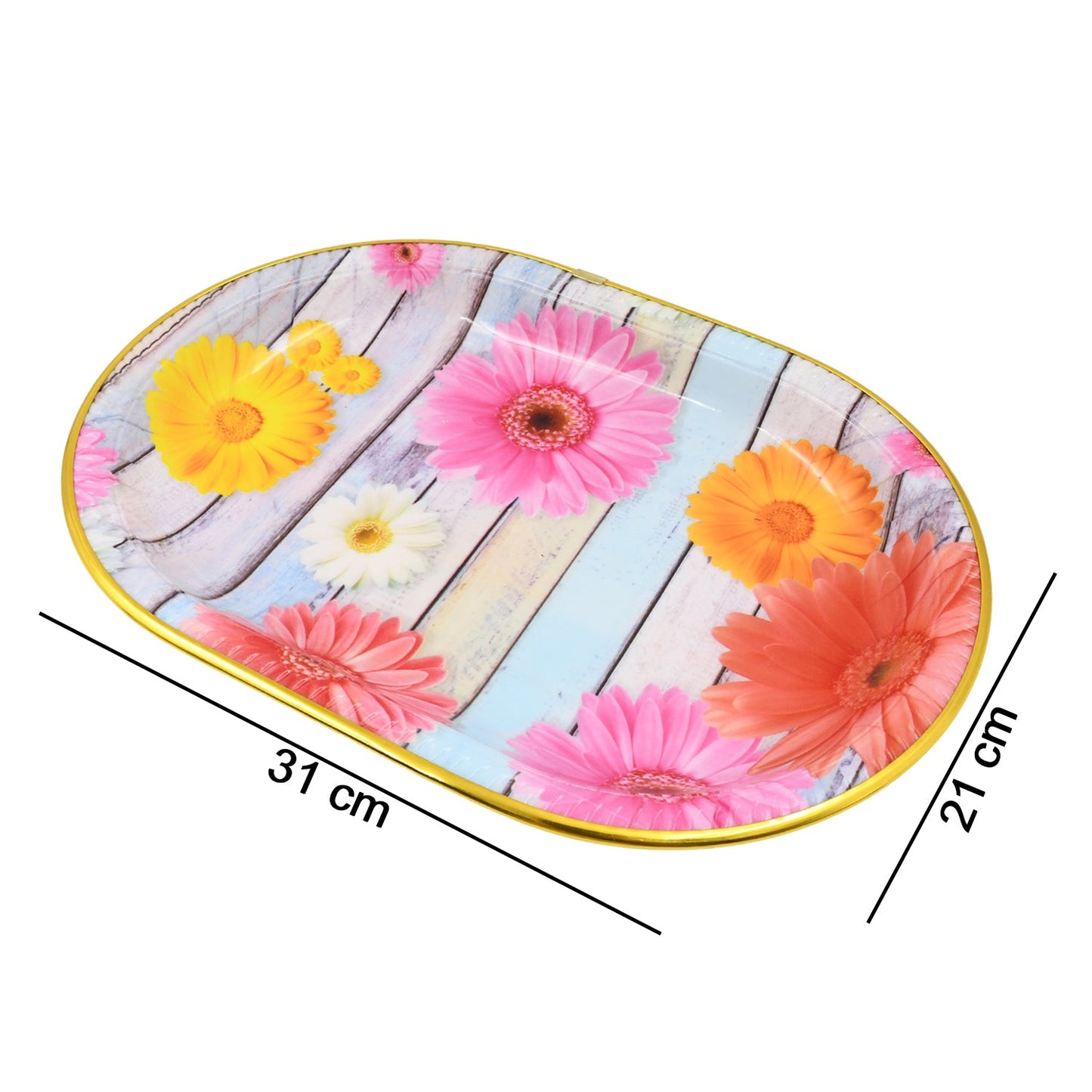 Medium Plastic Flower Printed Design Serving Tray (1 Pc  31 X 21 Cm) - Happy Price - Image 5