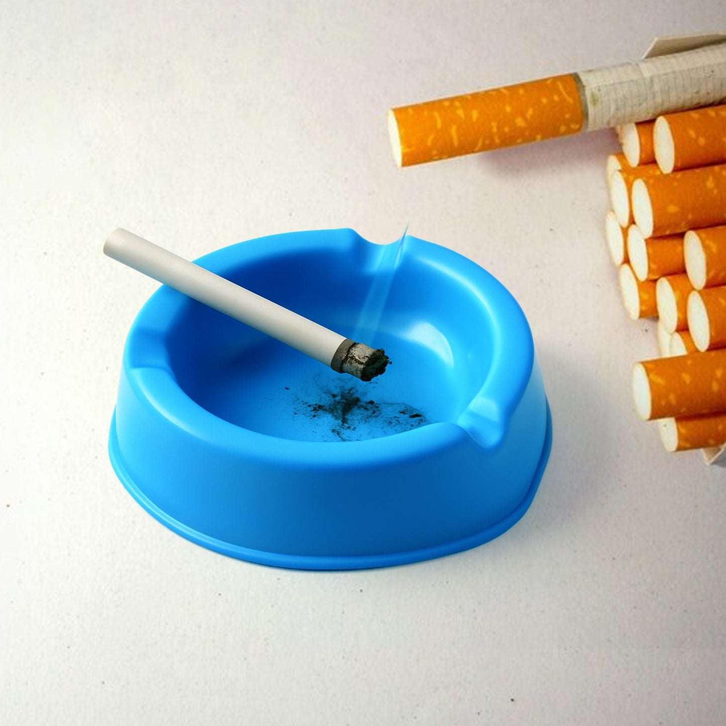 Oblivion Durable Plastic Ashtray With Wide Bowl And Triple Cigarette Holder Slots (1 Pc) - Happy Price - Image 2